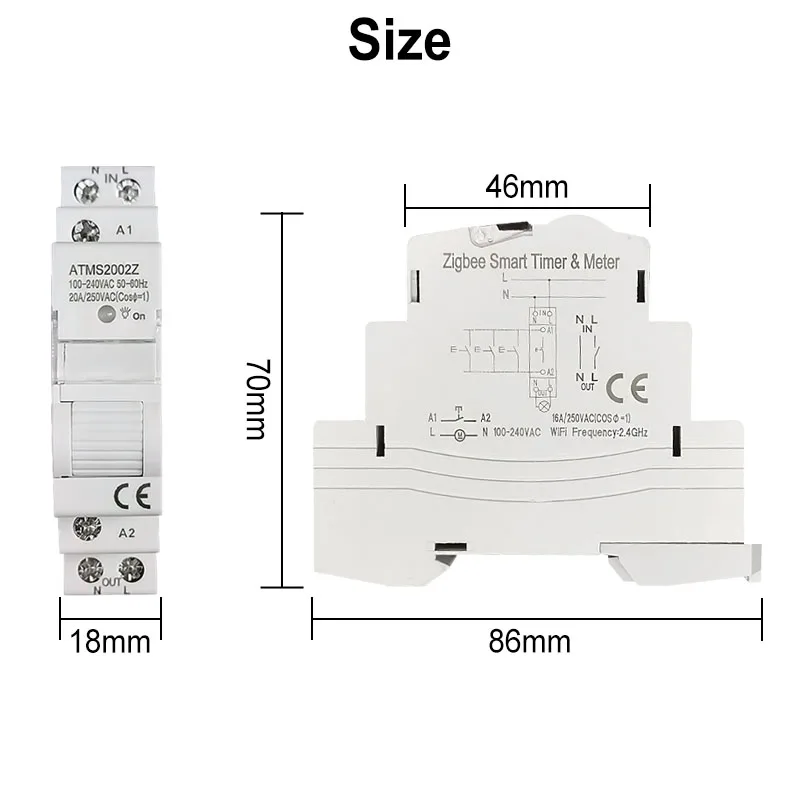 Immagine 7: ZigBee Interruttore 16A Din Rail Energy Monitor Meter Timer Tuya Smart App Control Supporto zigbee2mqtt Alexa Google Home