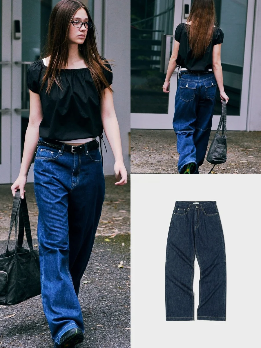 

Женские джинсы Low Classic Airy Loosefit из денима, лето 2025, повседневные, с высокой талией, свободного кроя, с декоративными элементами