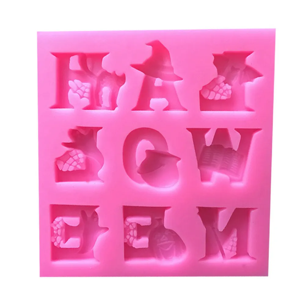Flexible Non Stick Halloween Baking Mold Silicone Letters Pumpkin Ghost Witch for Cake Fondant Chocolate Ice Cube Jelly Crafts view 5