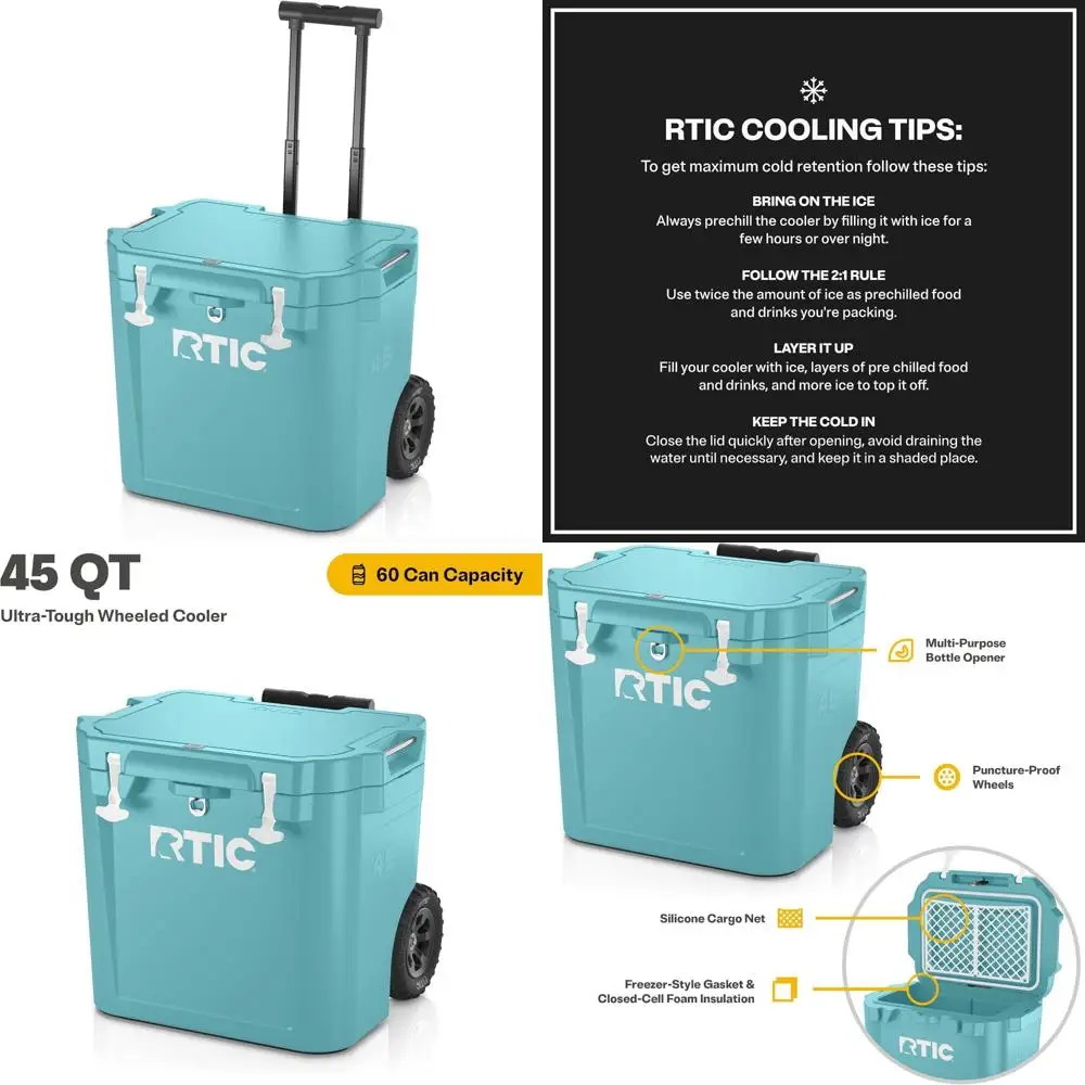 

Портативный сверхпрочный изолированный холодильник с колесами для пляжа, кемпинга, пикника и приключений на свежем воздухе