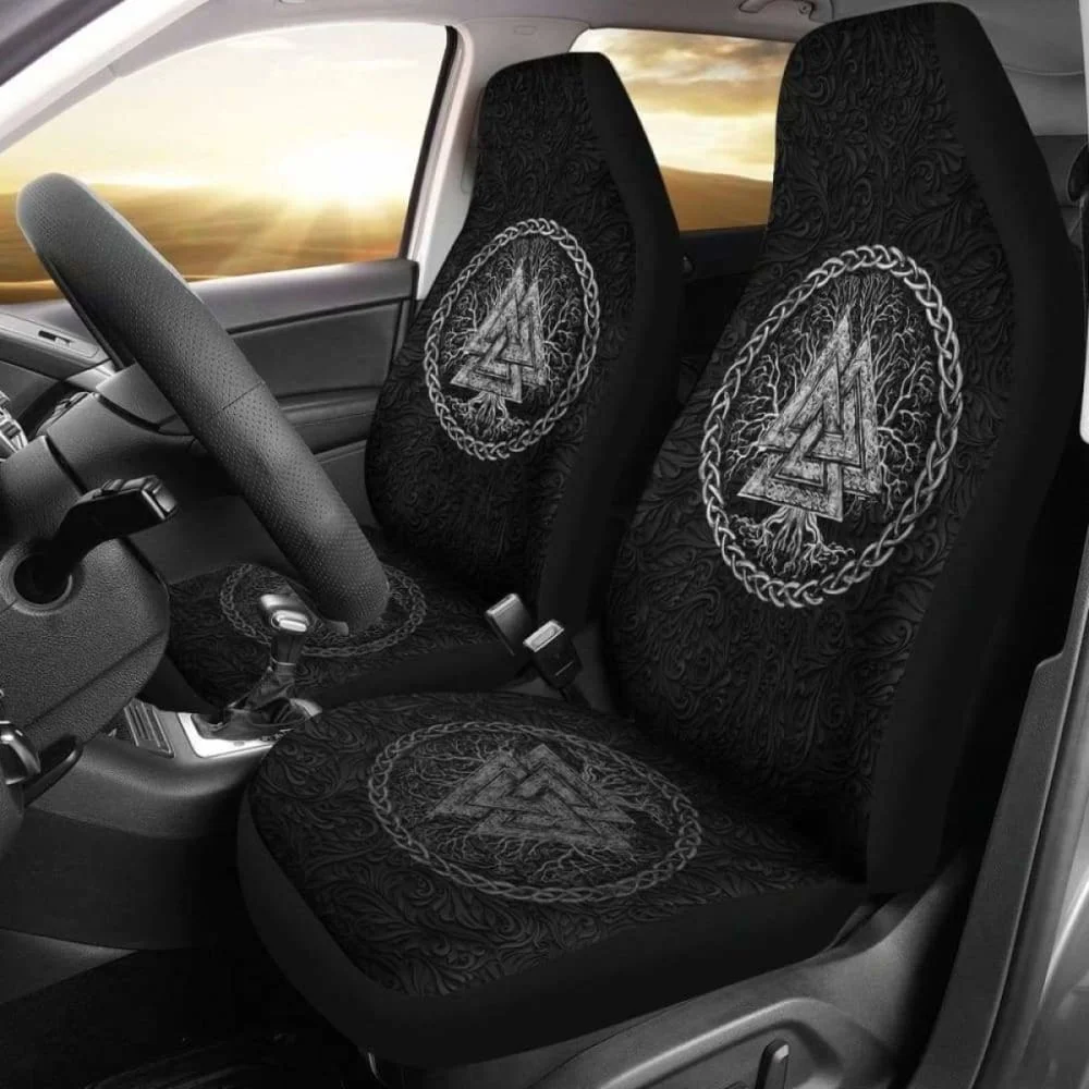 Viking Valknut Tree Of Life Car Seat Covers,Pack of 2 Universal Front Seat Protective Cover