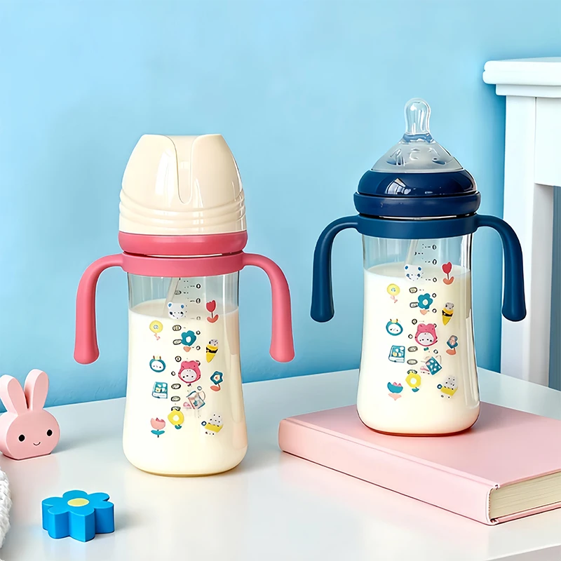 

Детская бутылочка емкостью 300 мл с ручкой — простая в использовании бутылочка для кормления, идеально подходит в качестве рождественского подарка, идеально подходит для воды и формулы.