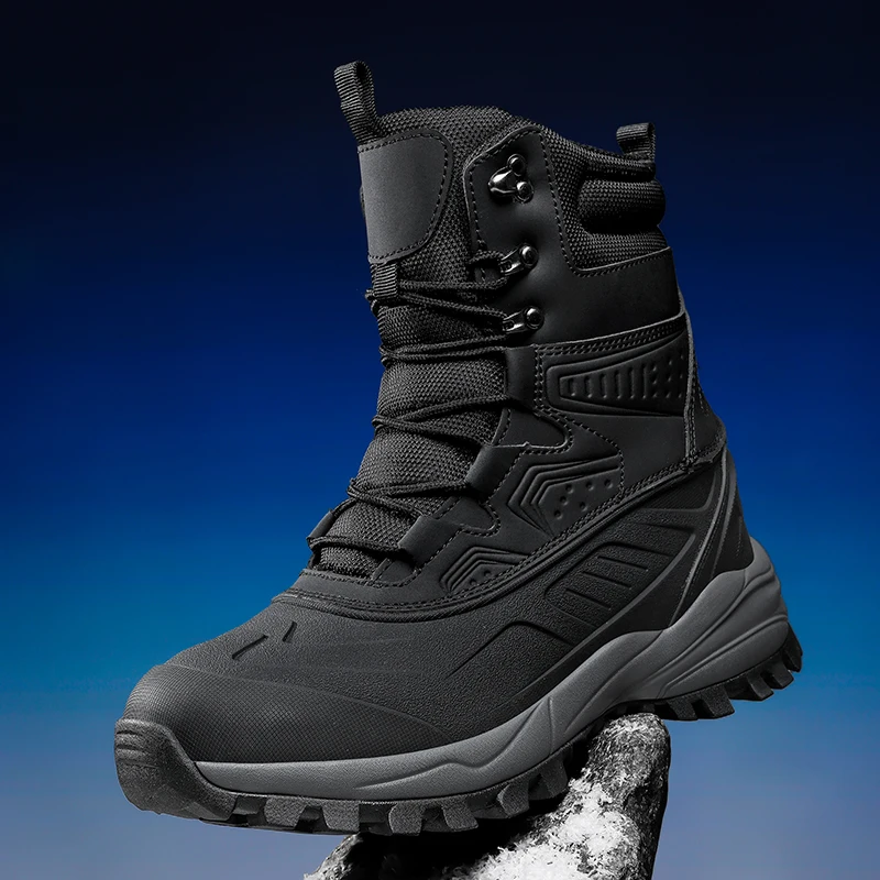 

Outdoor Men Ankle Boots Winter Keep Warm Man Snow Boots Non Slip Waterproof Cotton Boots Men Hunting Trekking Camping Work Boot