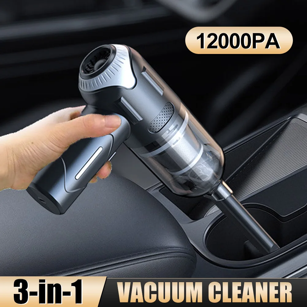 12000PA 3-in-1 mini Portable Vacuum Cleaner Handheld Rechargeable Powerful Cleaning Machine Dust Collector For Cars And Homes