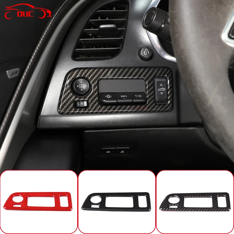 

For Chevrolet Corvette C7 2014-2019 ABS Carbon Fiber Car Interior Headlight Adjustment Button Frame Cover Trim Auto Accessoriess