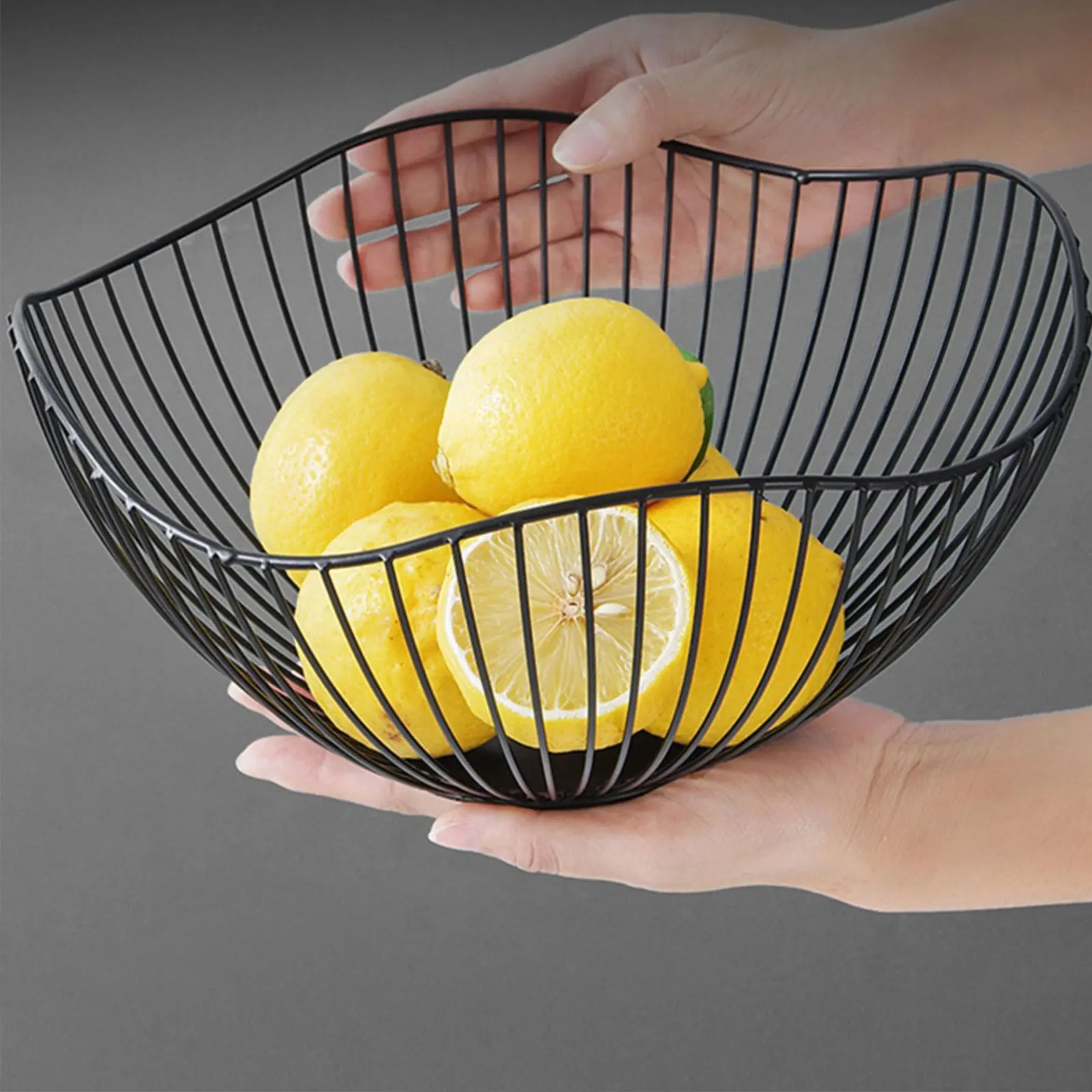 Wrought Iron Fruit Basin Storage Basket Snack Tray Living Room Coffee Table Food Plate Kitchen Fruit Vegetable Drain Basket