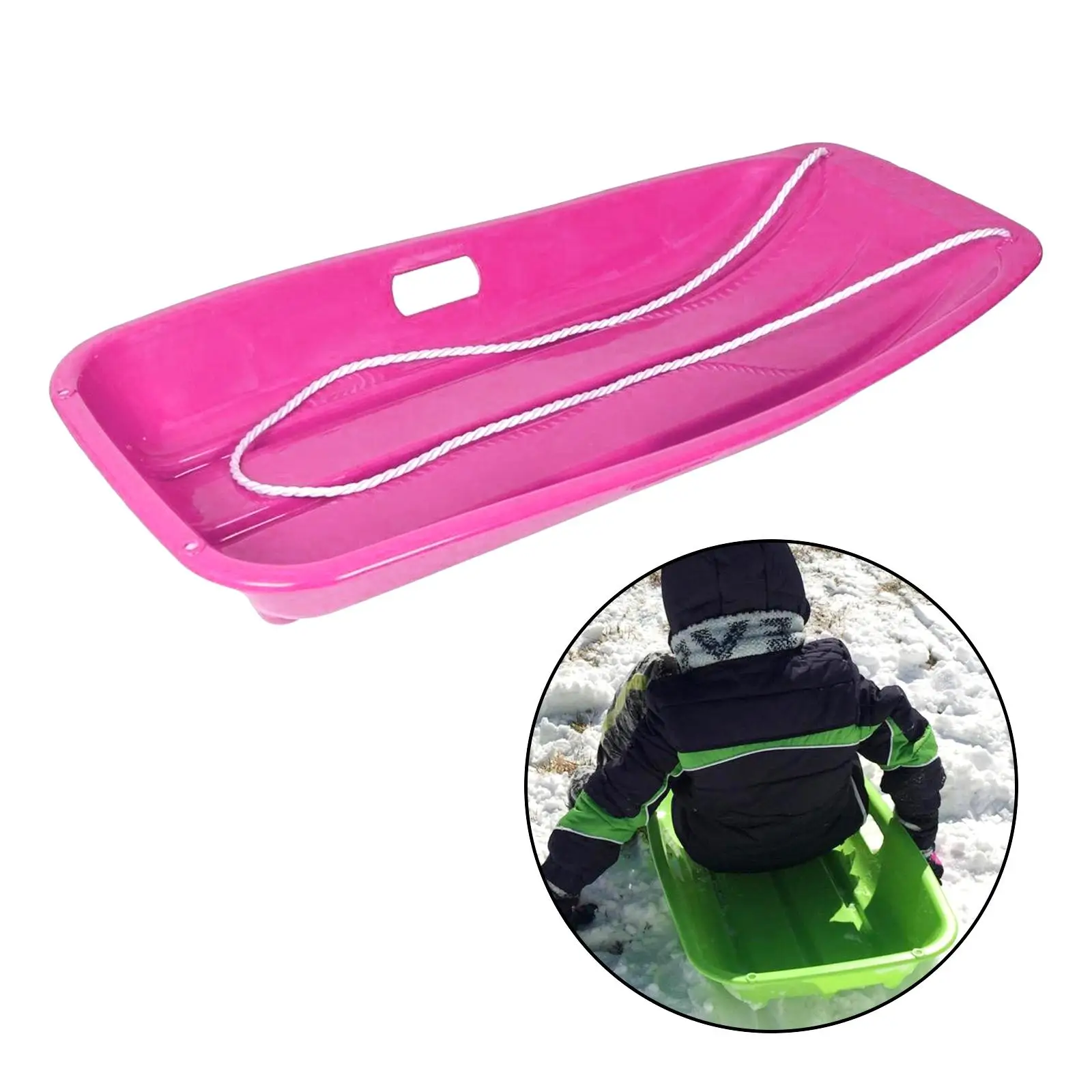 Outdoor Snow Sled Plastic Toboggan Sledge for Grass Skiing Kids