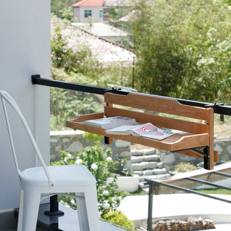 Adjustable Balcony Hanging Table Space-Saving Foldable Desk Durable Rail-Mounted Table for Outdoor Spaces Practical Outdoor