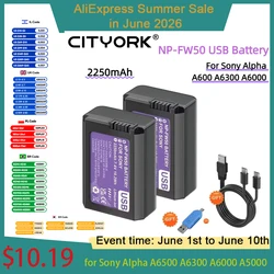 NP-FW50 NPFW50 NP FW50 Battery with USB-C Input for Sony Alpha A6500 A6300 A6000 A5000 NEX-3 A7 A7RII A7SII A7S ZVE10 Cameras