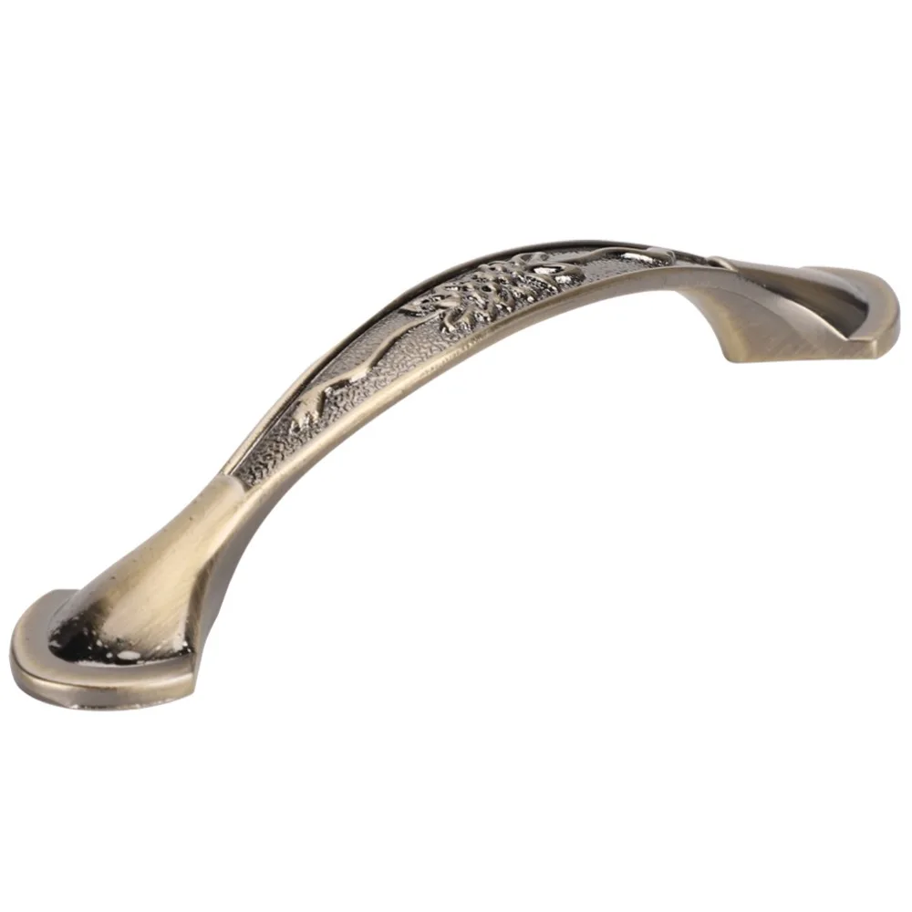 10 Set Zinc Alloy Cabinet Pull Handle Hole Distance 96mm Vintage Drawer Handle Flower Pattern Easy Install Pull Handle