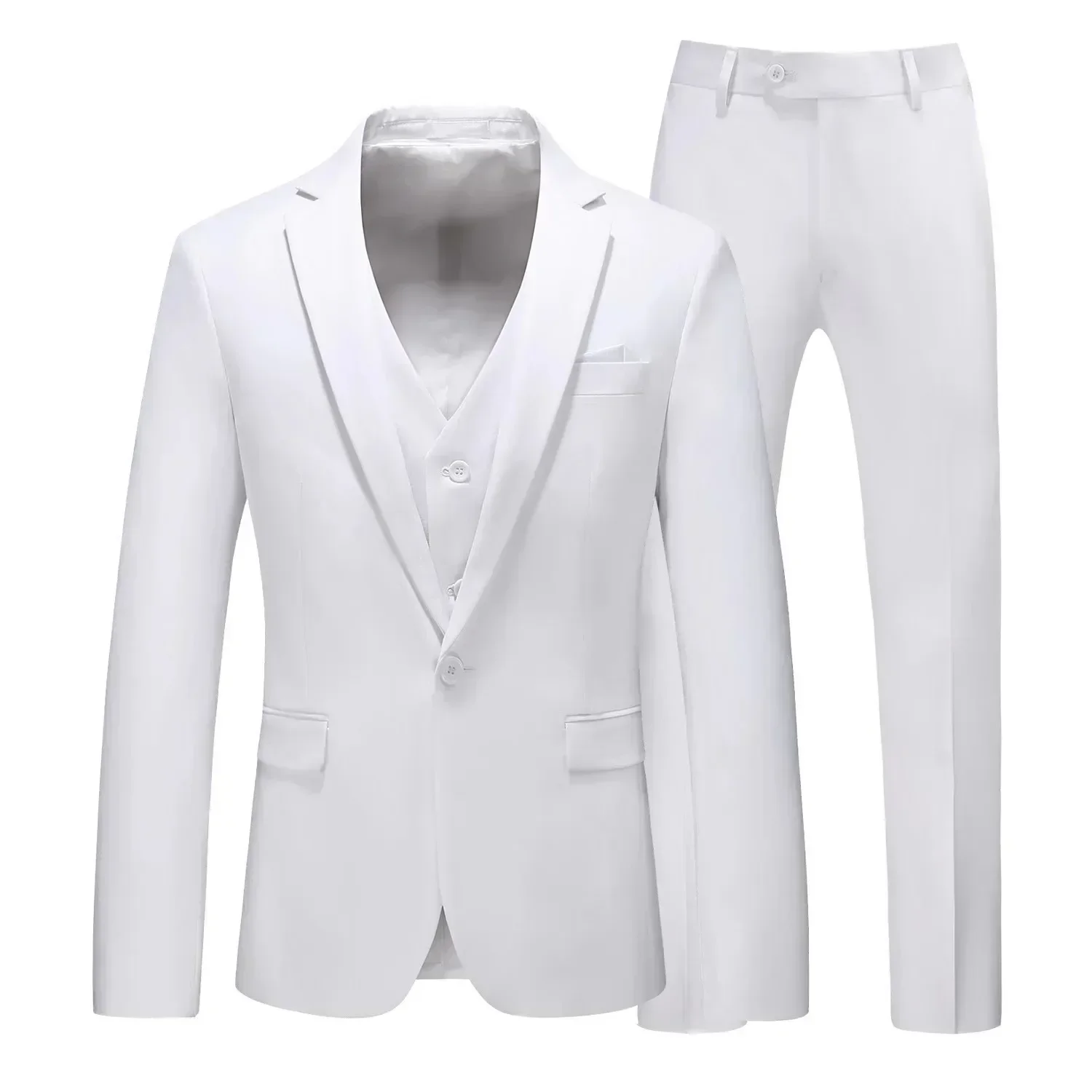 

New Classic Suit for Men Notched Lapel 3 Pieces Blazer Vest and Pants Set Colorful Tuxedo for Wedding Business Prom