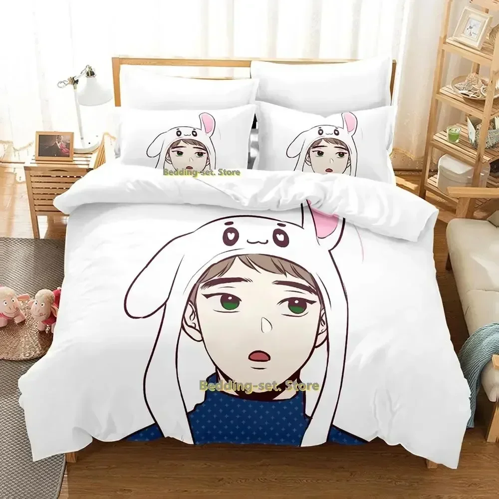 Hot Sale Bj Alex Bedding Set Single Twin Full Queen King Size Bed Set Adult Kid Bedroom Duvetcover Sets 2023 Anime Bed Sheet Set