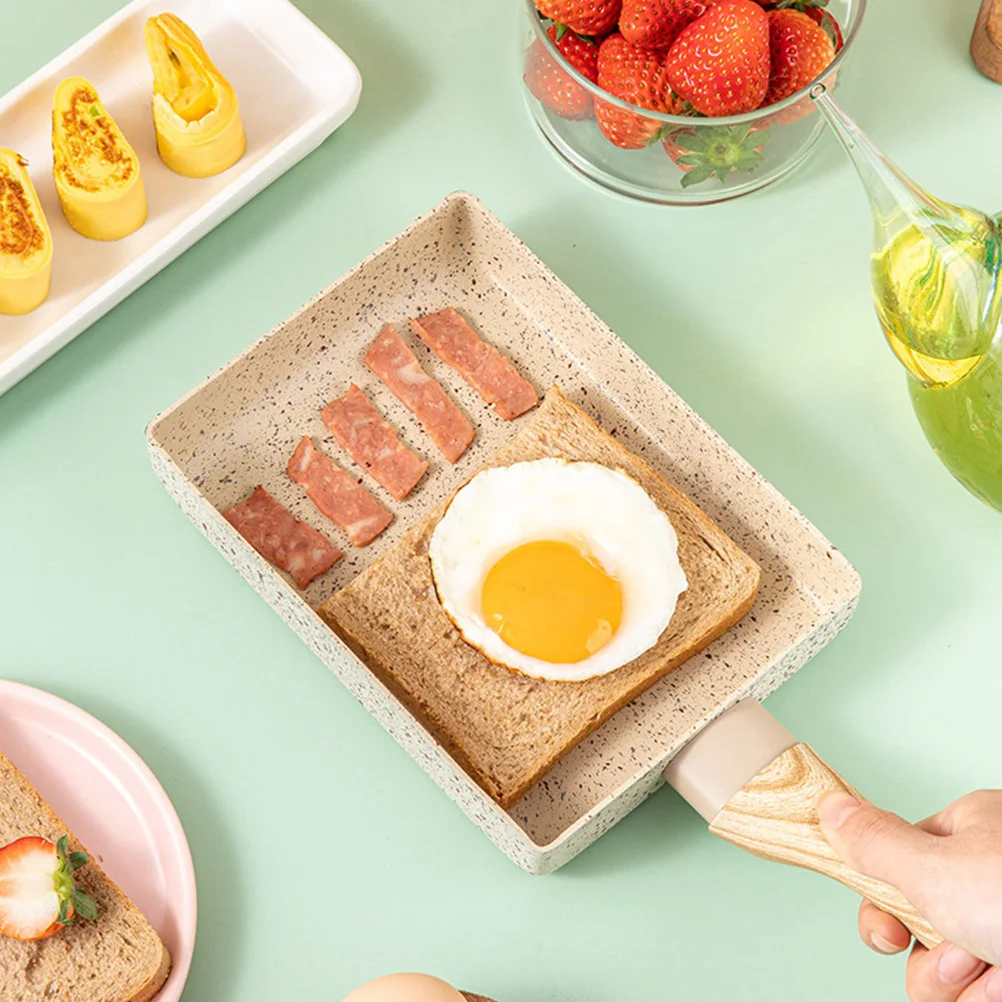 

1Pcs Rectangular Flat Non-Stick Cooking Pan Suitable for Breakfast Eggs Pancakes Steak Anti-Deformation Heat Insulation Handle