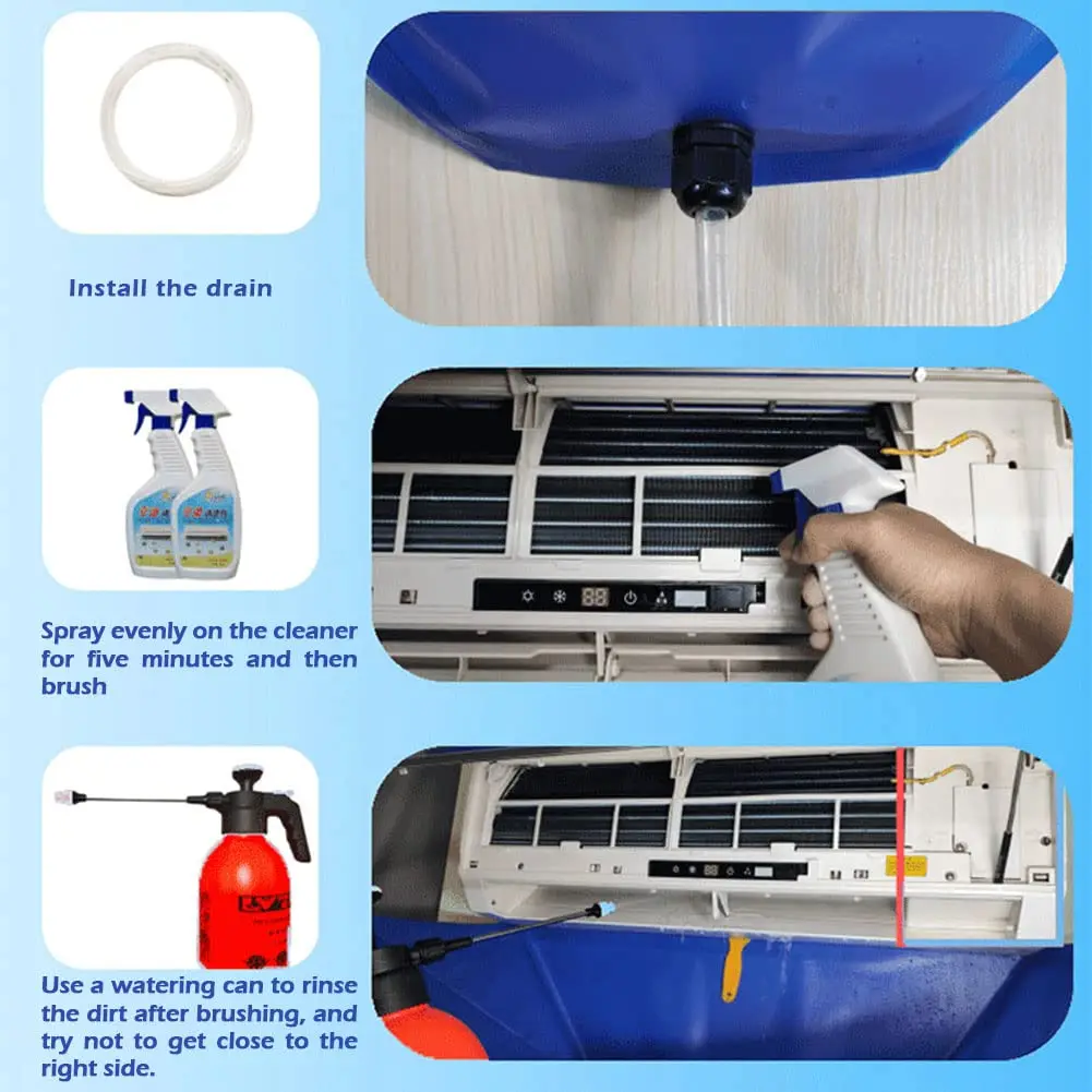 4-Piece Air Conditioner Cleaning Kit Waterproof Wall Mounted Split Air Conditioner Cleaning Tool Auto Drain Cleaning Tool