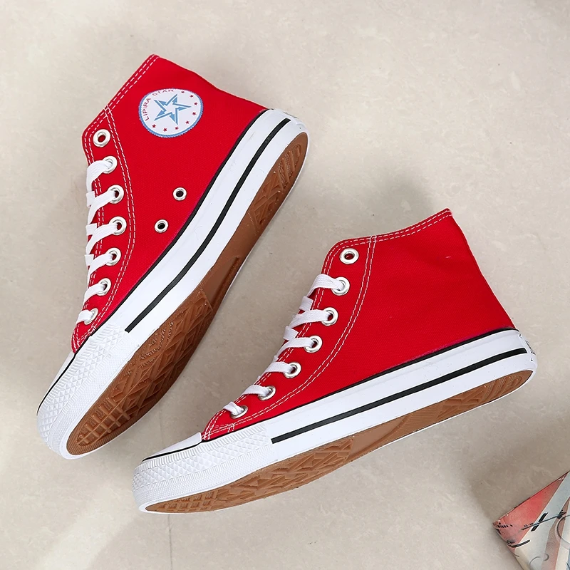 Sepatu kets pria kanvas, sepatu Sneakers Fashion pria hitam biru merah sepatu kasual pria