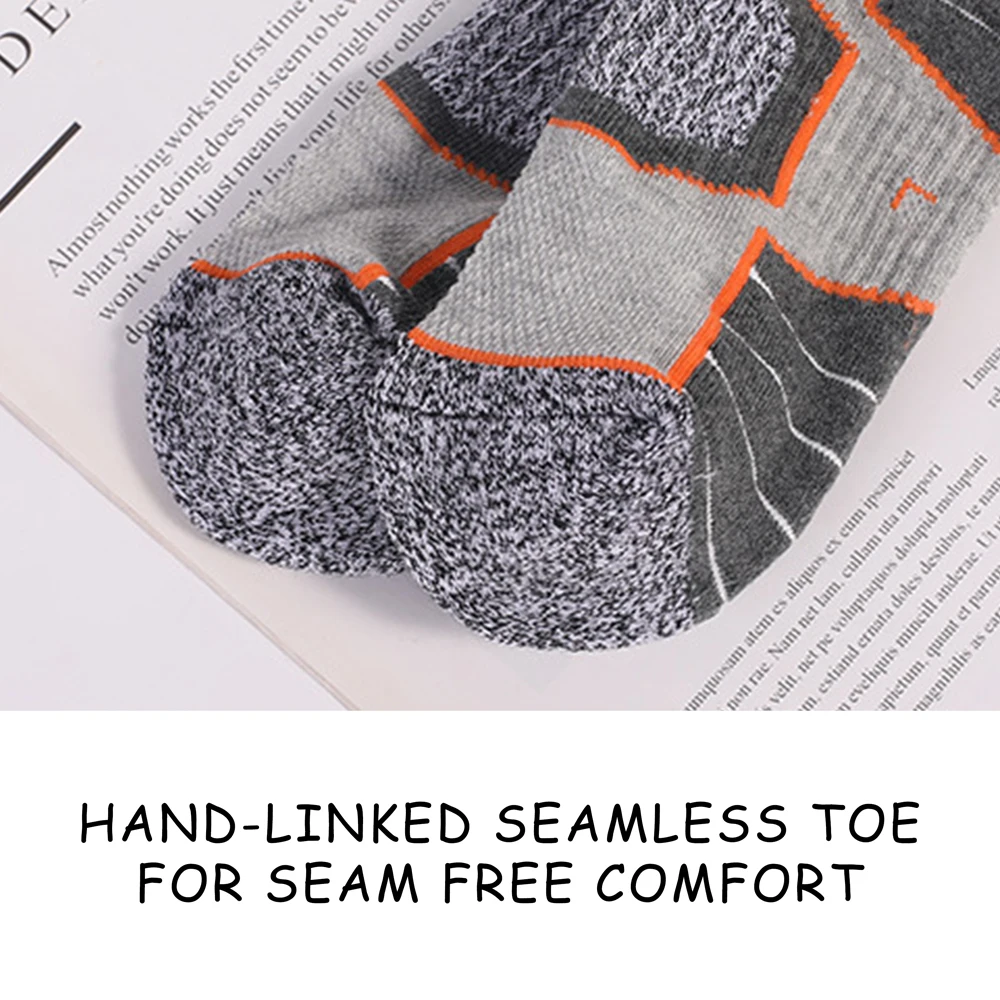 6 Paar Herren-Wandersocken mit schwerem Kissen, Baumwolle, geruchshemmend, feuchtigkeitsableitend, Unisex, Größen 35–50 für Trekking, Laufen, Multi-Pack – Detail 11