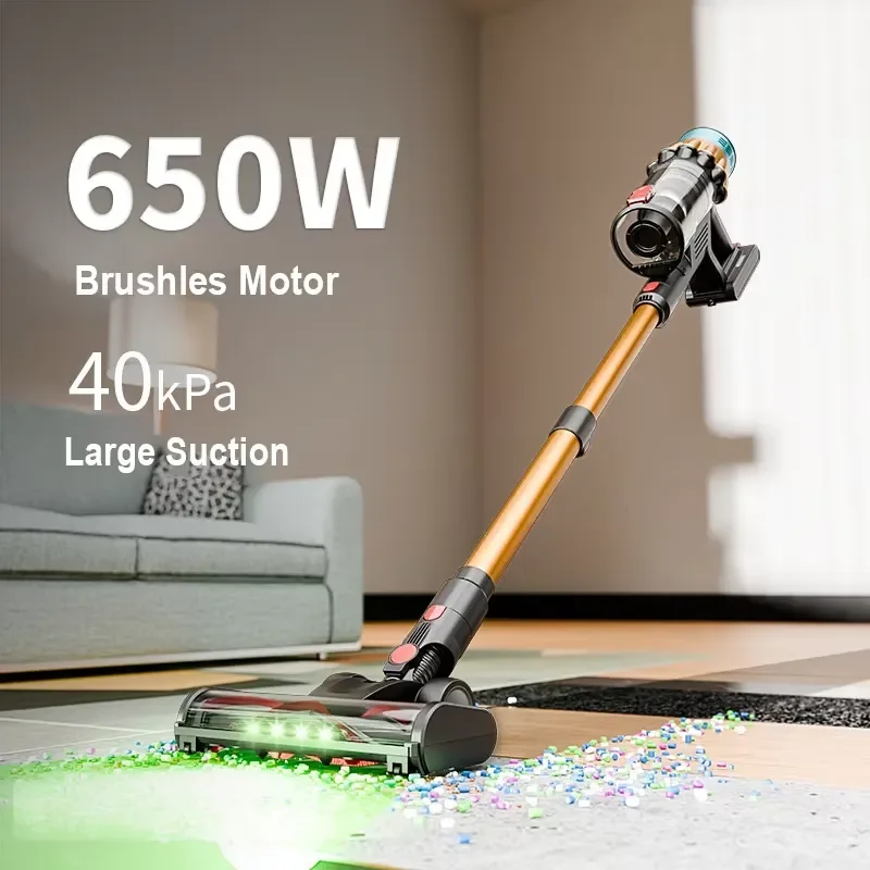 650W High Power Cordless Hand-held Vacuum with Lightweight Stick Vacuum Cleaner With 40KPA High Suction Wireless Vacuum