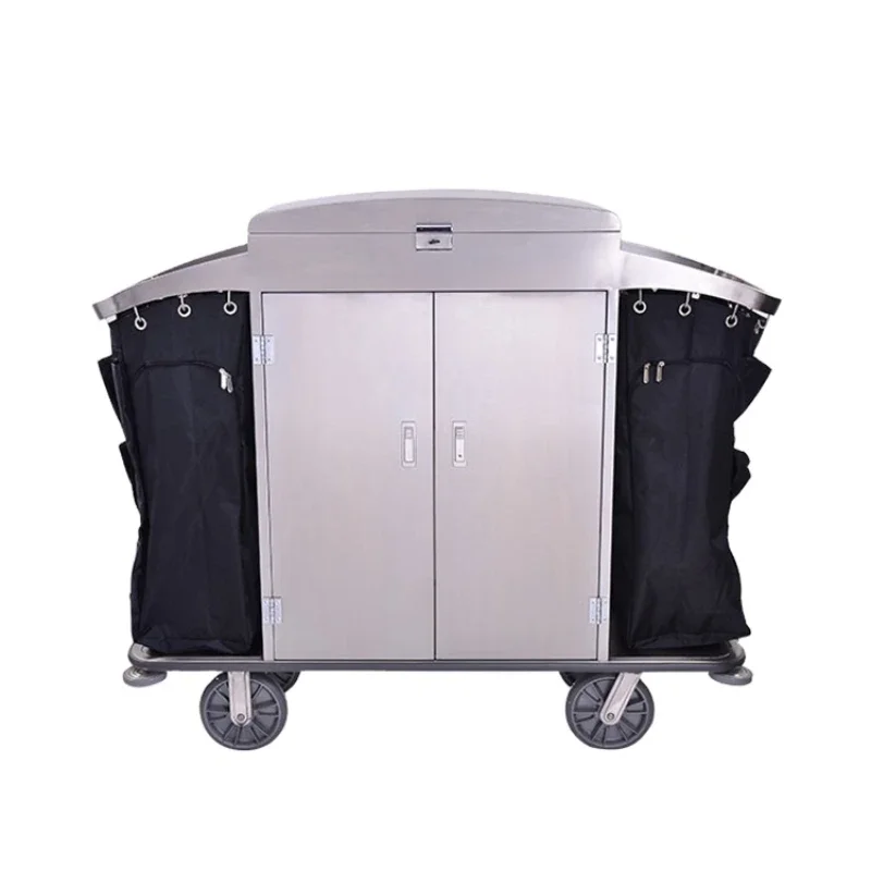 Stainless steel housekeeping trolley cart for hotel use