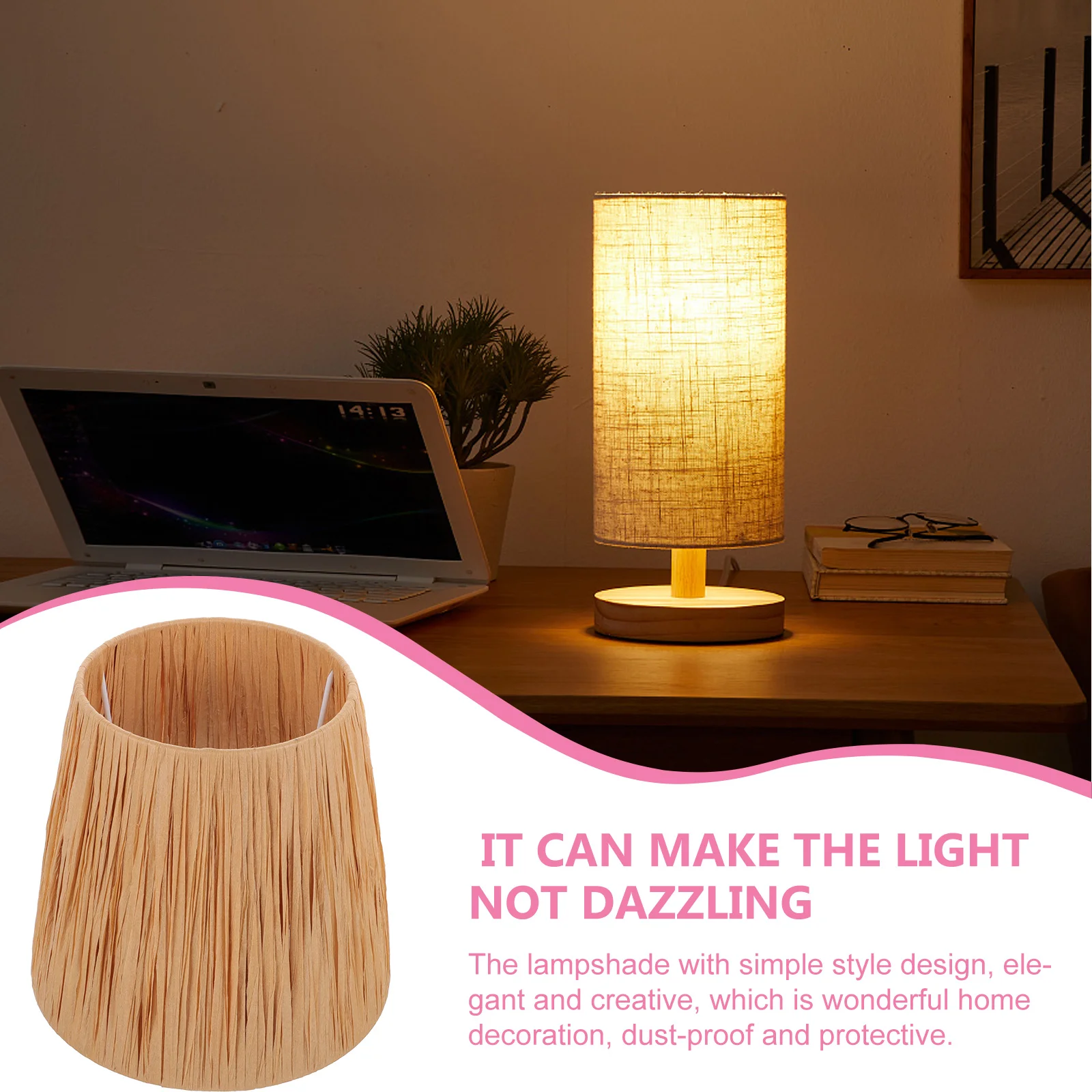 라피아 전등갓 12x17x16 베이지 종이 금속 테이블 바닥 책상 램프 커버 교체 보호 방진 따뜻한 분위기 우아한