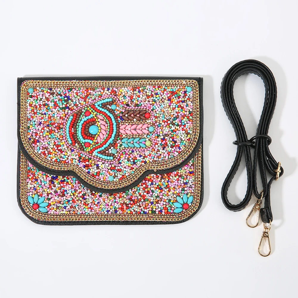 2026 جديد اليدوية مطرز حقيبة الهاتف المرأة الحيوان والزهور نمط العرقية Crossbody الحقيبة الجلدية بوهو ريترو المحمول المحفظة