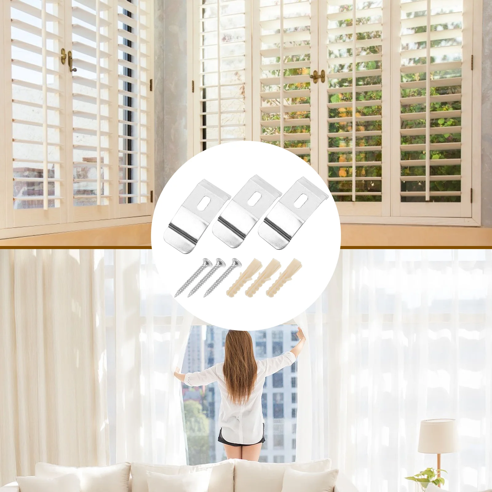 3 Pcs Blinds Accessories Louver Brackets Vertical Installation Code Fixation Curtain Metal