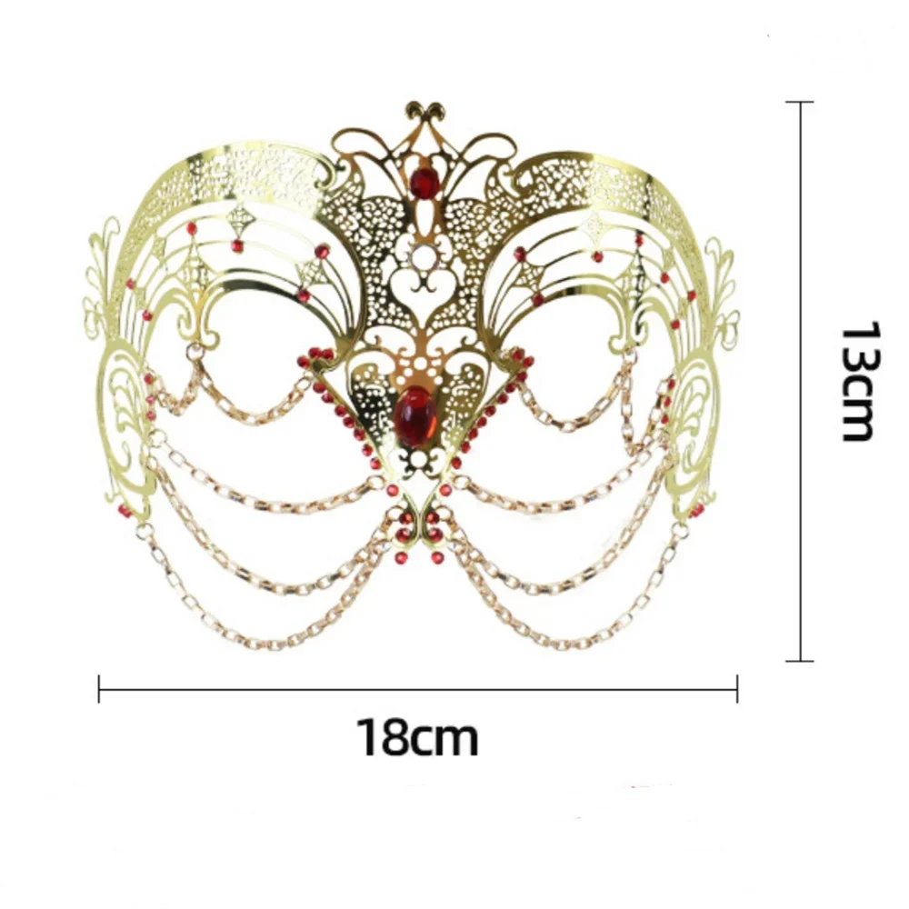 Prachtige Venetiaanse Metalen Masker Halloween Kwastje Ketting Half Gezichtsmasker Venetiaanse Maskerade Nachtclub Dans Mannen Vrouwen Party Props