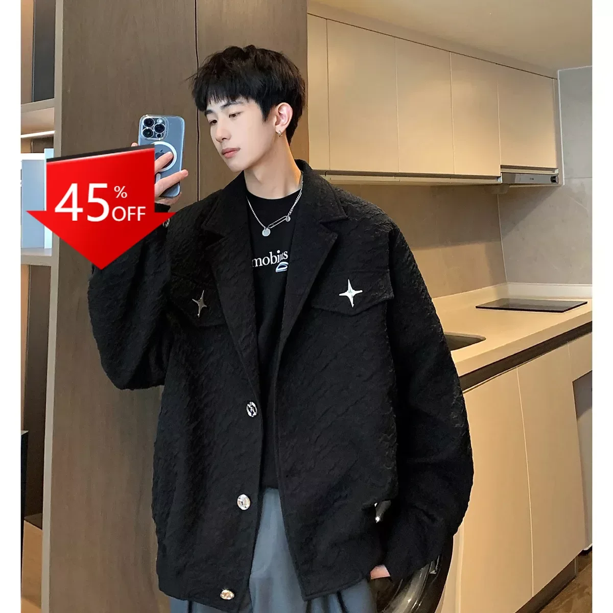 

Y2K jacket with barge collar for lovers korean fashion coats men veste de baseball homme streetwear casaco moto masculino jacket