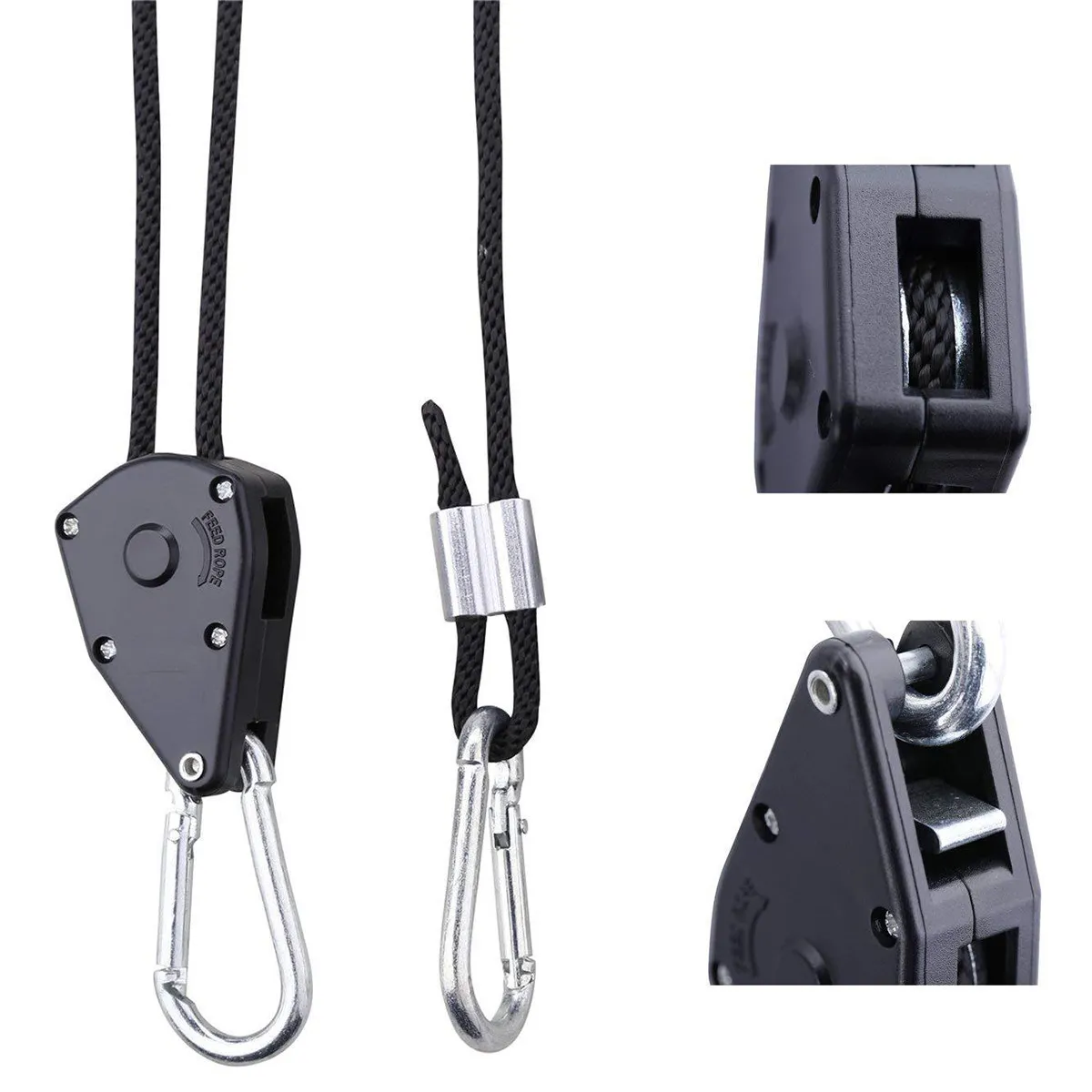4Pcs Adjustable Rope Clip Hanger Metal Internal Gears Ratchet Heavy Duty Ratchet Tie Down for Grow Light Fixture Plant Hanging