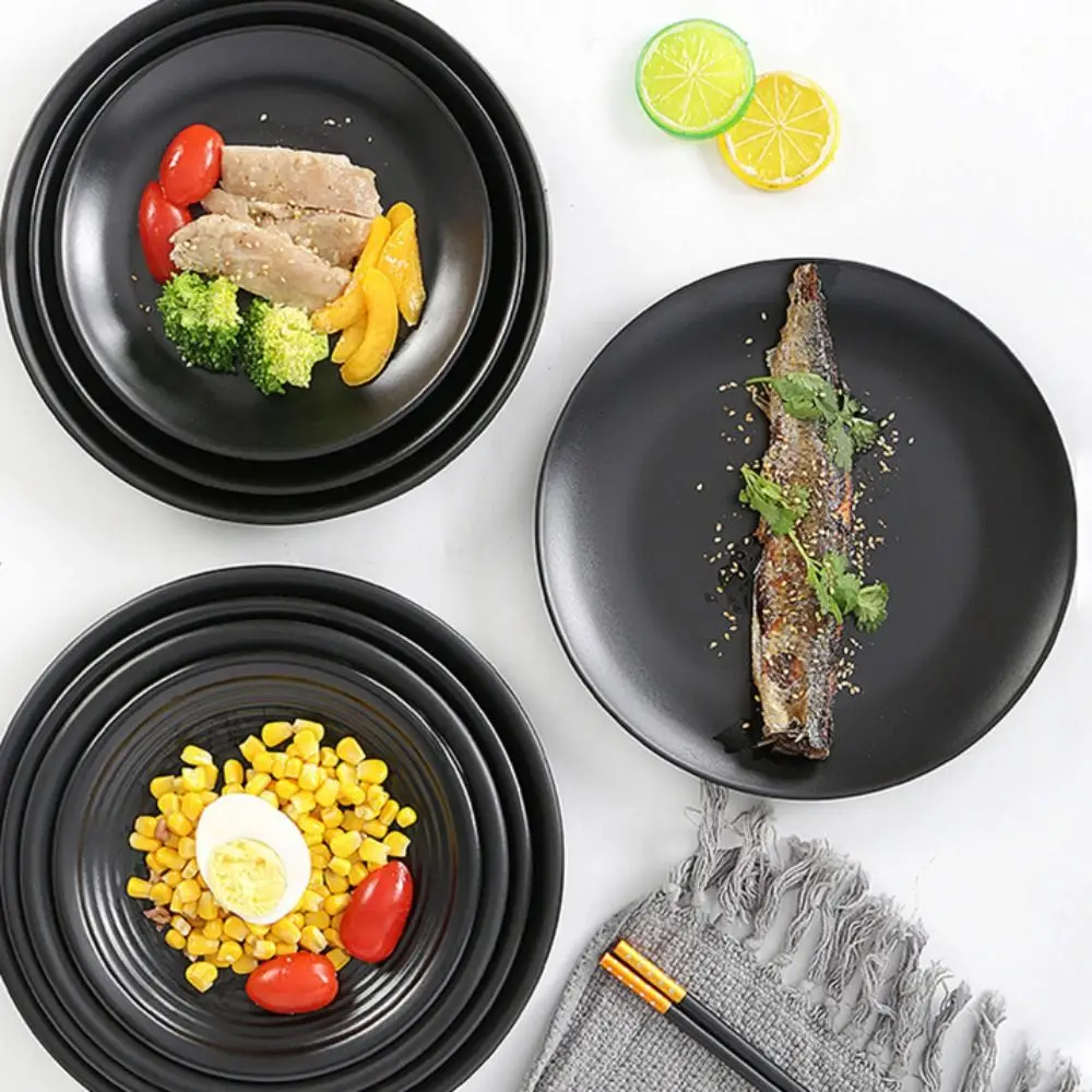 6pcs Japanese Style Round Melamine Plate Imitation Porcelain Frosted Appetizer Tray Fall-resistant Salad Plate Restaurant - view 3