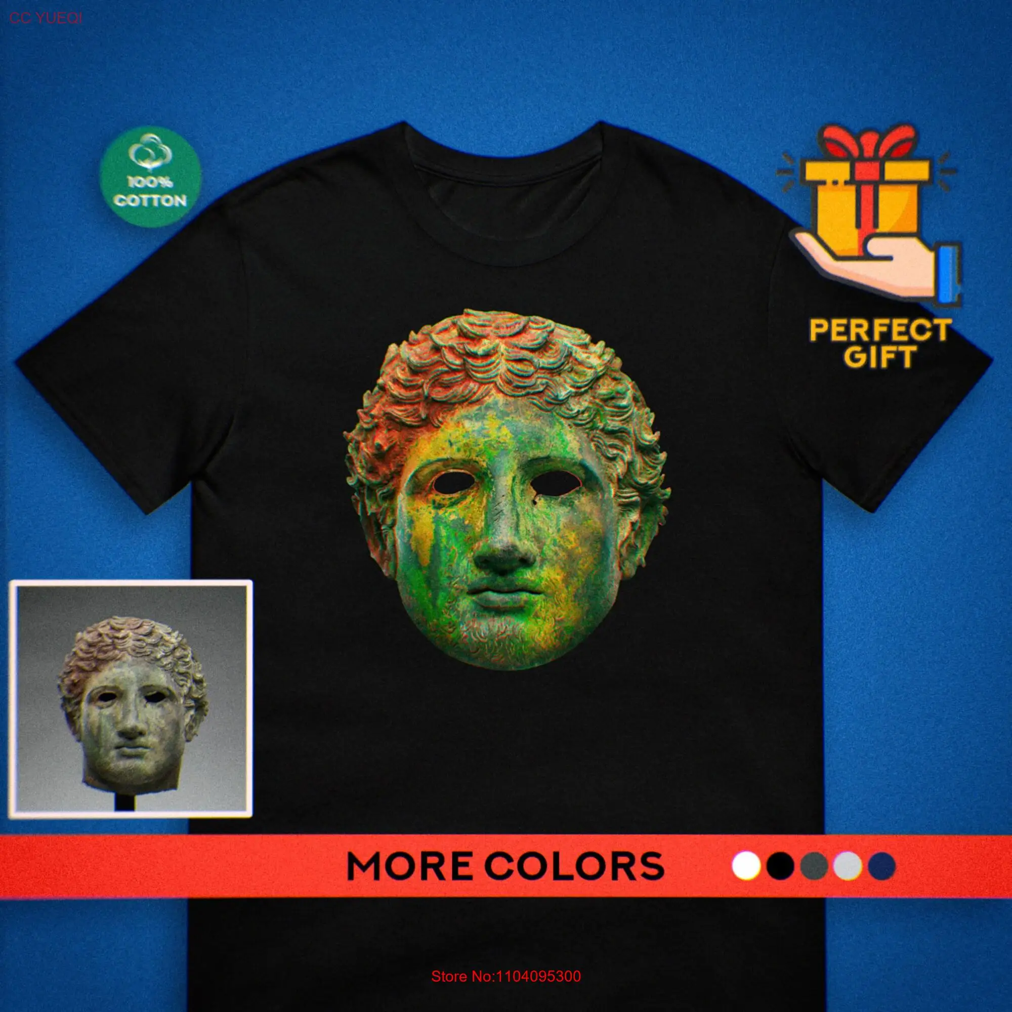 Ancient mask T Shirt Roman Statue Head Antique History Art long or short sleeves