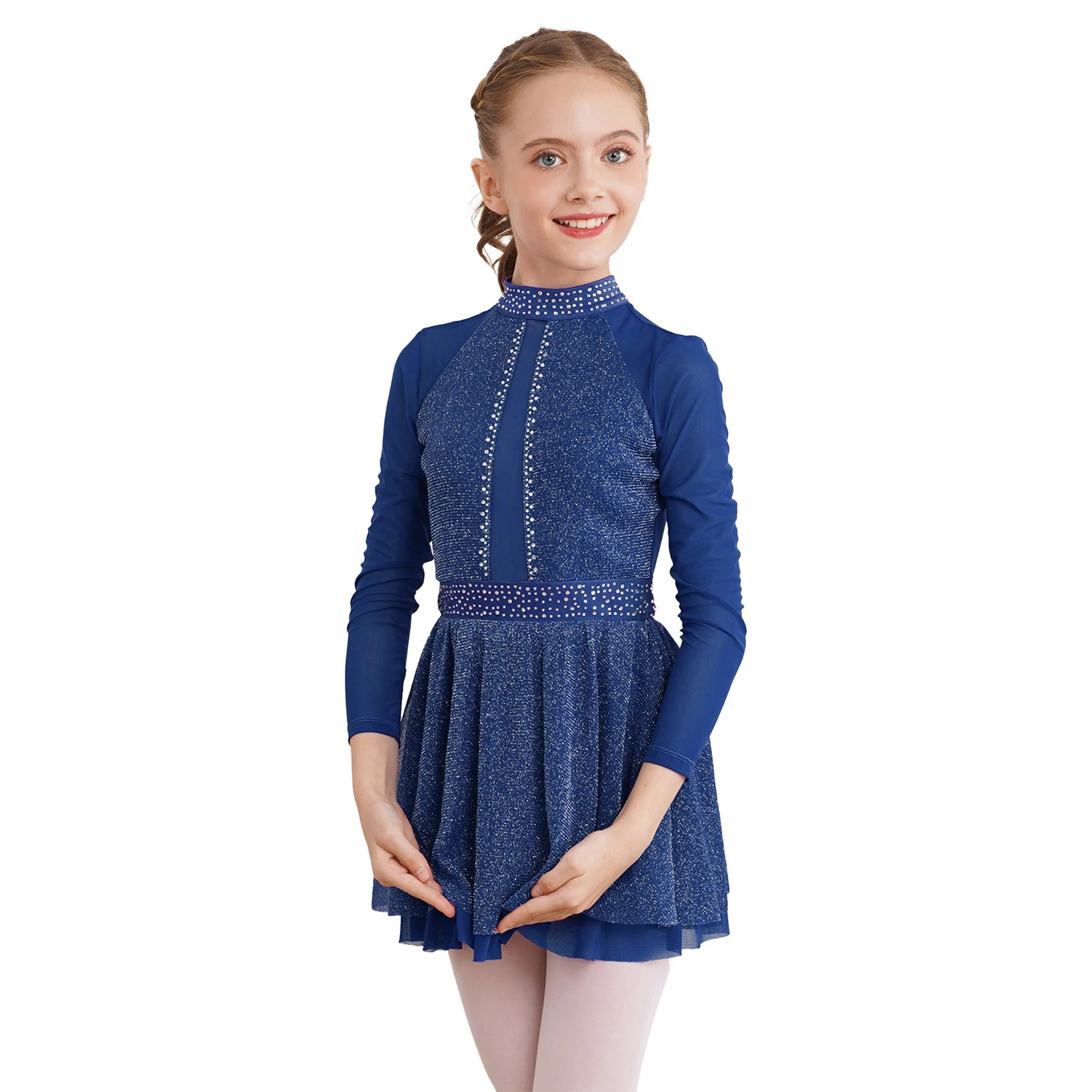 Kids Girls Ballet Tutu Dance Dress Leotard Gymnastics Dancewear Shimmery Figure Ice Skating Dress Lyrical Dancing Dress