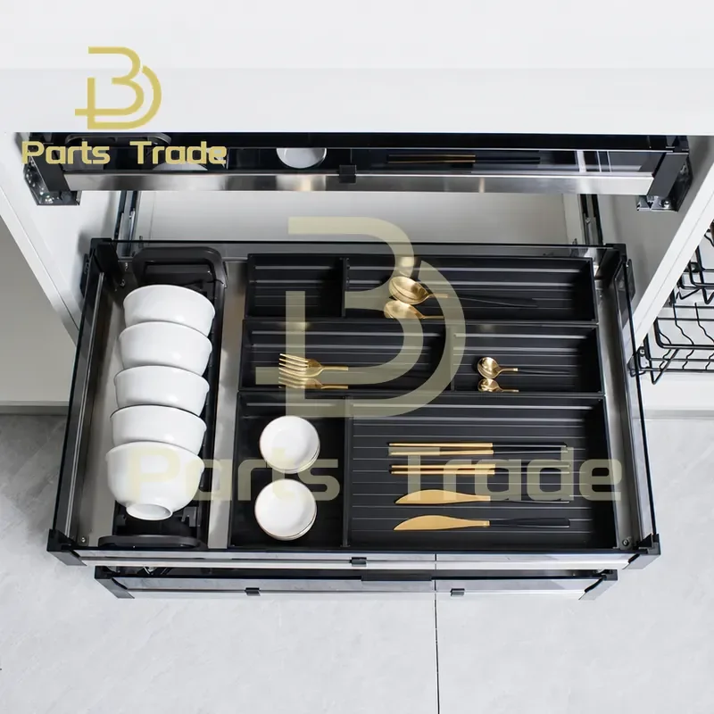 for Duoli Aluminum Cutlery Drawer Organizer Kitchen Cabinet Built-in Divider Storage Box for Chopsticks Knives Forks Utensils