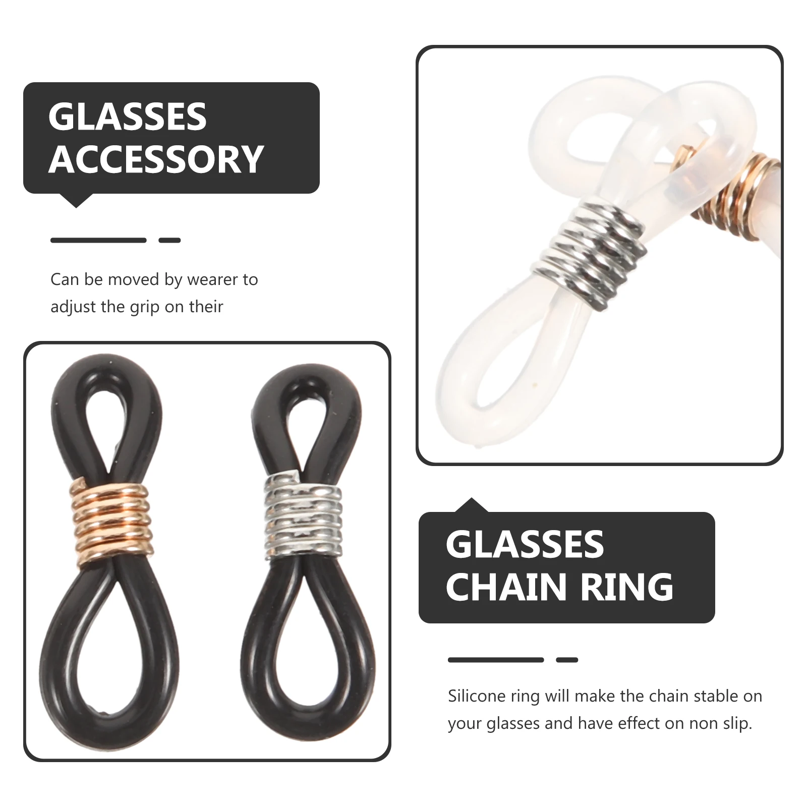 

100pcs Eyeglasses Chain Accessories Soft Non Slip Silicone Ring Connectors Eyewear Cord Circle Hook Buckle for Glasses Leg