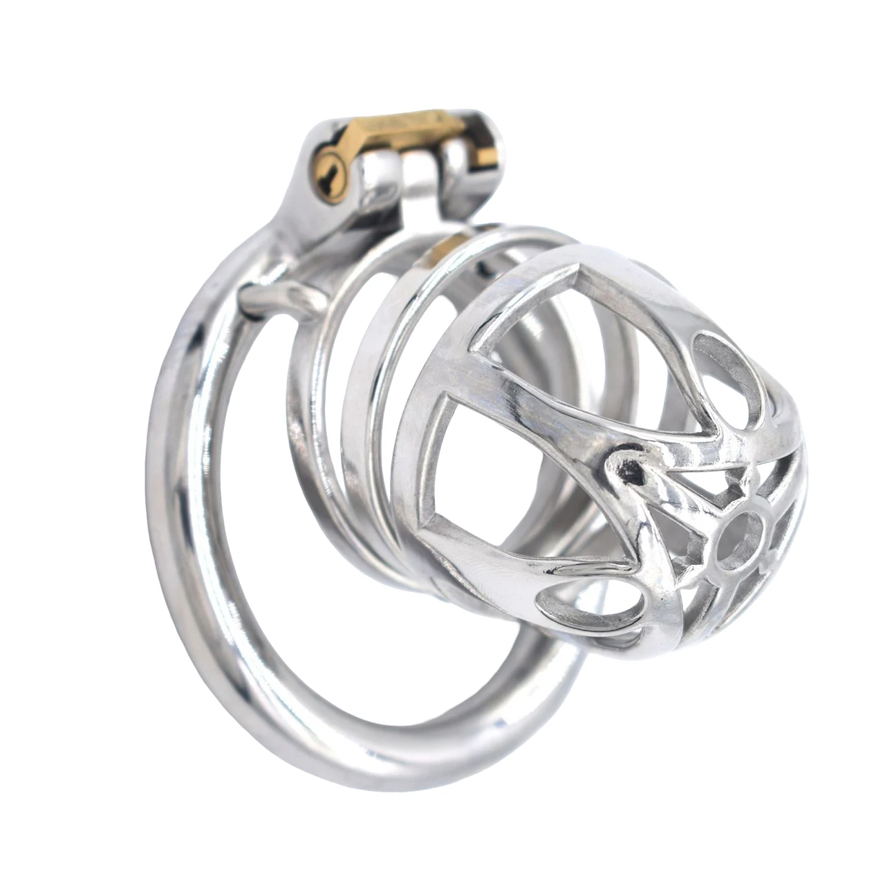 FRRK قيود القضيب المثيرة مجرى البول قفل خواتم الديك الفولاذ المقاوم للصدأ العفة قفص قوس القضيب الخصية القيود والعتاد العفة #3