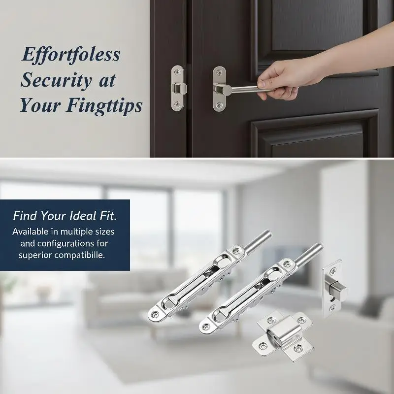 Stainless Steel Anti-Theft Flush Door Bolt Durable Rustproof Heavy Duty for Residential Home Back Door Security Protection