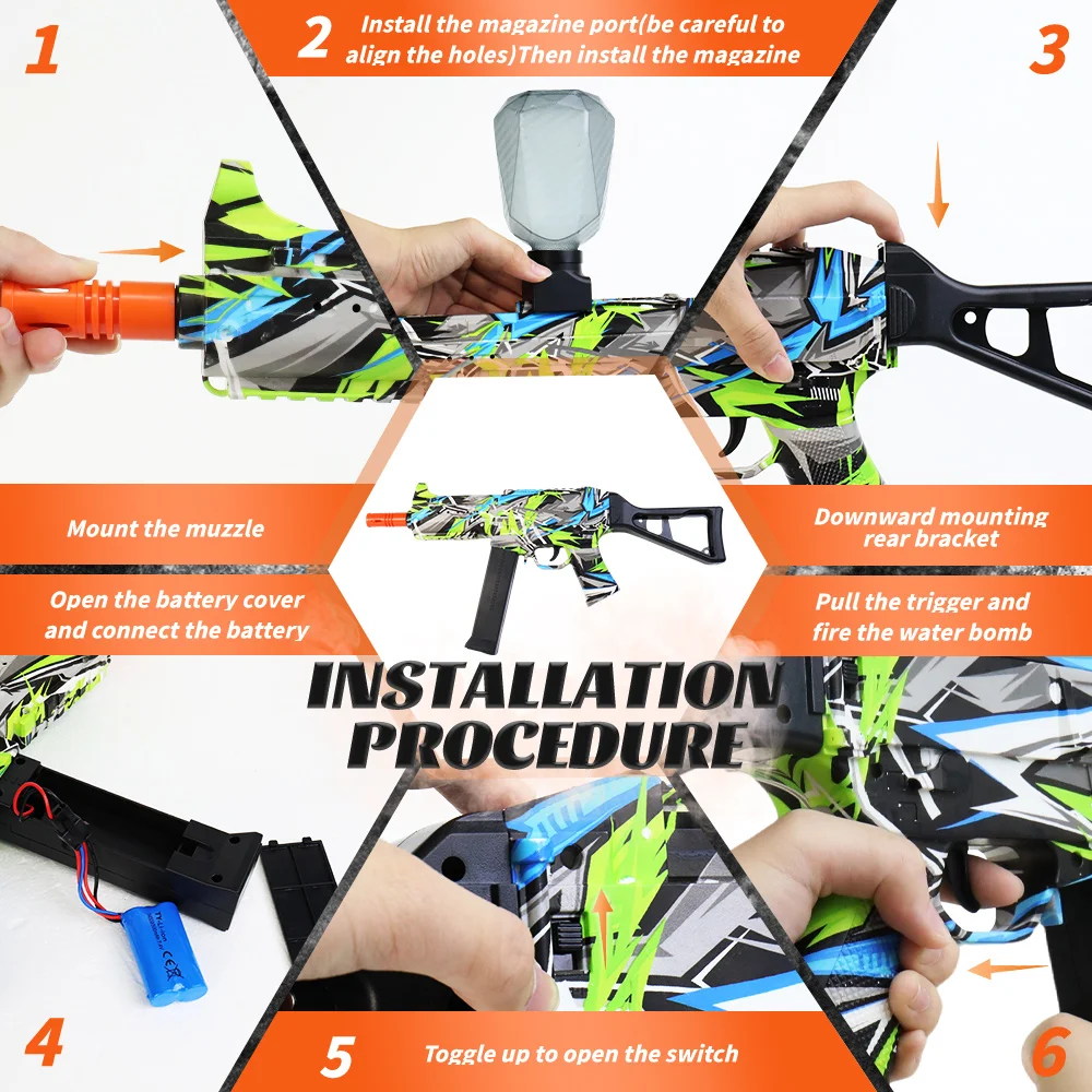 UMP45 젤 볼 블래스터 세트 - 14세 이상 청소년을 위한 충전식 야외 전투 장난감, 남아 및 여아를 위한 완벽한 선물(젤 비드는 포함되지 않음)