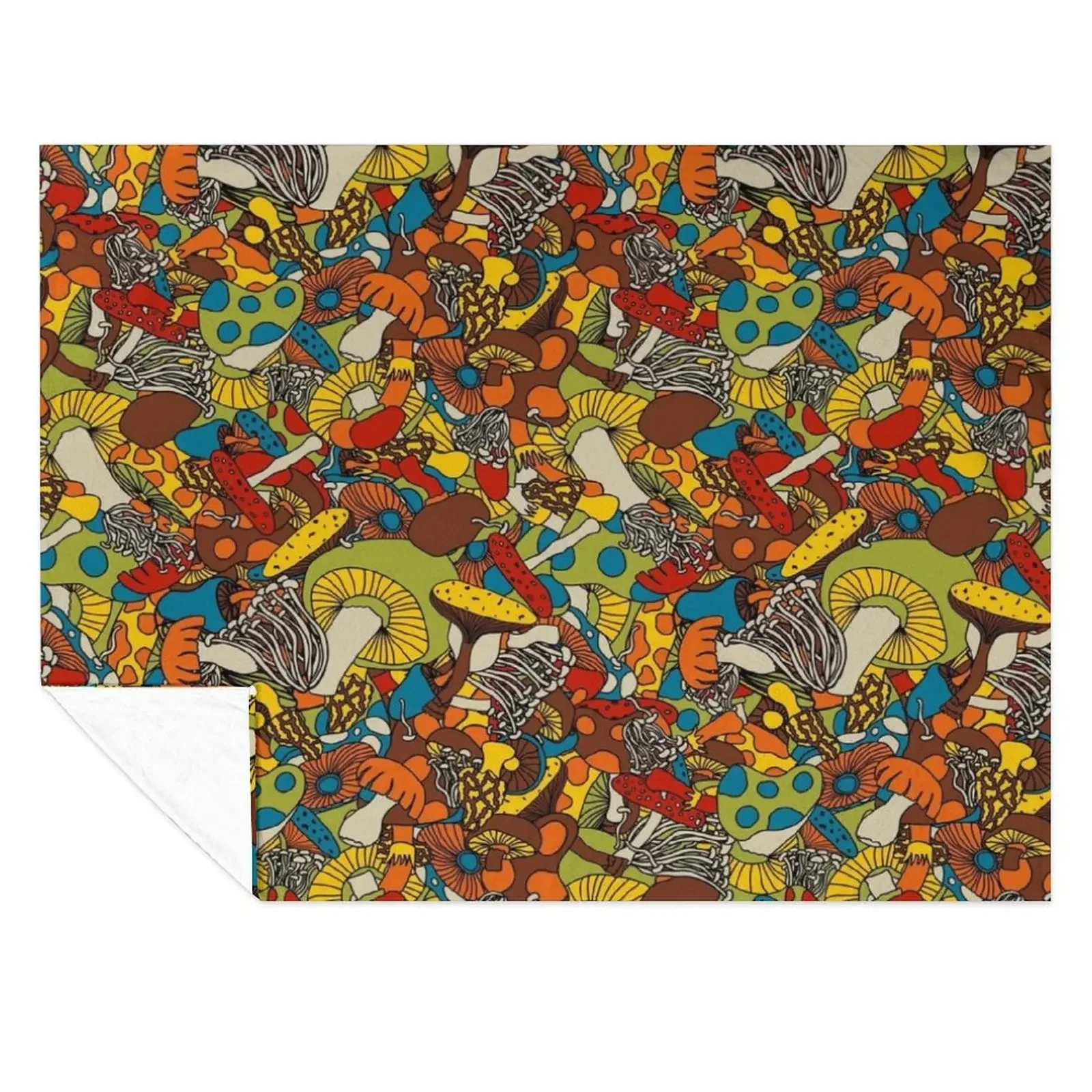 

70s psychedelic mushroom Throw Blanket Nap Winter beds Flannel Fabric Sofa Throw Blankets