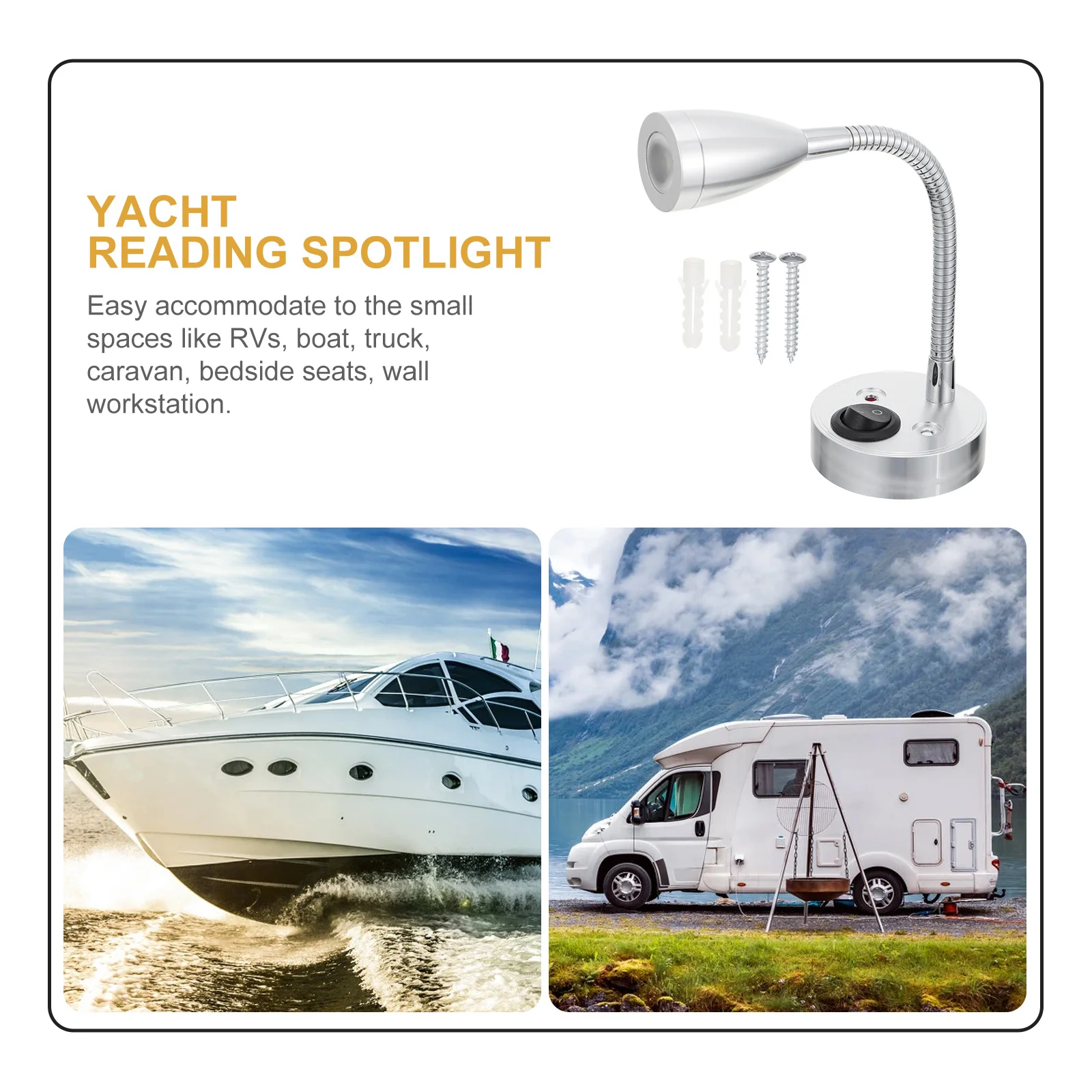 

Led Reading Light 3W 12V Rv Yacht Boat Caravan Trailer Camping Swivel Spotlight Compact For Bedside Wall Mounting Flexible