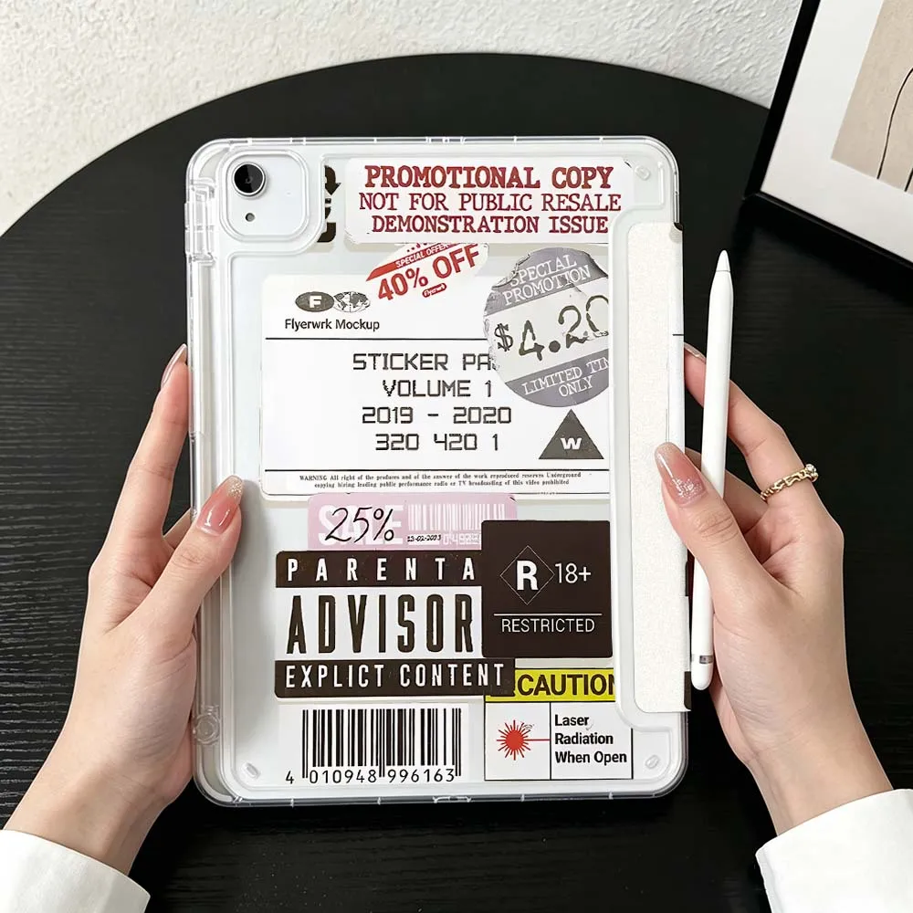 Bad Vibes Sticker For iPad Mini Pro Air 5 6 7 8 9 10th 11th 11 9.7 10.9 13 inch Transparent Y-Shaped Folding Tablet Case