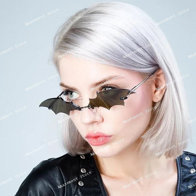 

bat sunglasses for women, trendy street photography, european and american fashion, alien shaped glasses