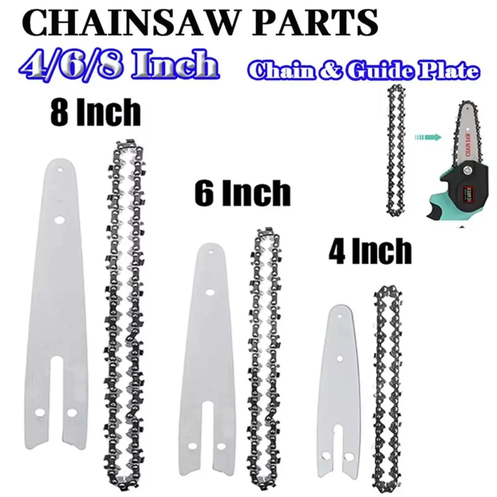 

1Set New for Electric Saw Chain Guide Plate Set Electric Saw Parts Logging Pruning Saw Chain Kit 4/6/8 Inch Steel Chainsaw Plate