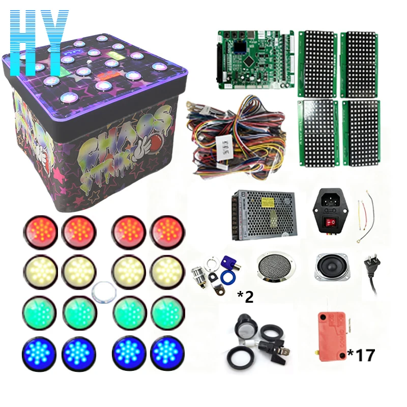 Carnival Quick Push Reaction  Game DIY Kit 4 Player LED Arcade Buttons  Mainboard For Arcade Entertainment
