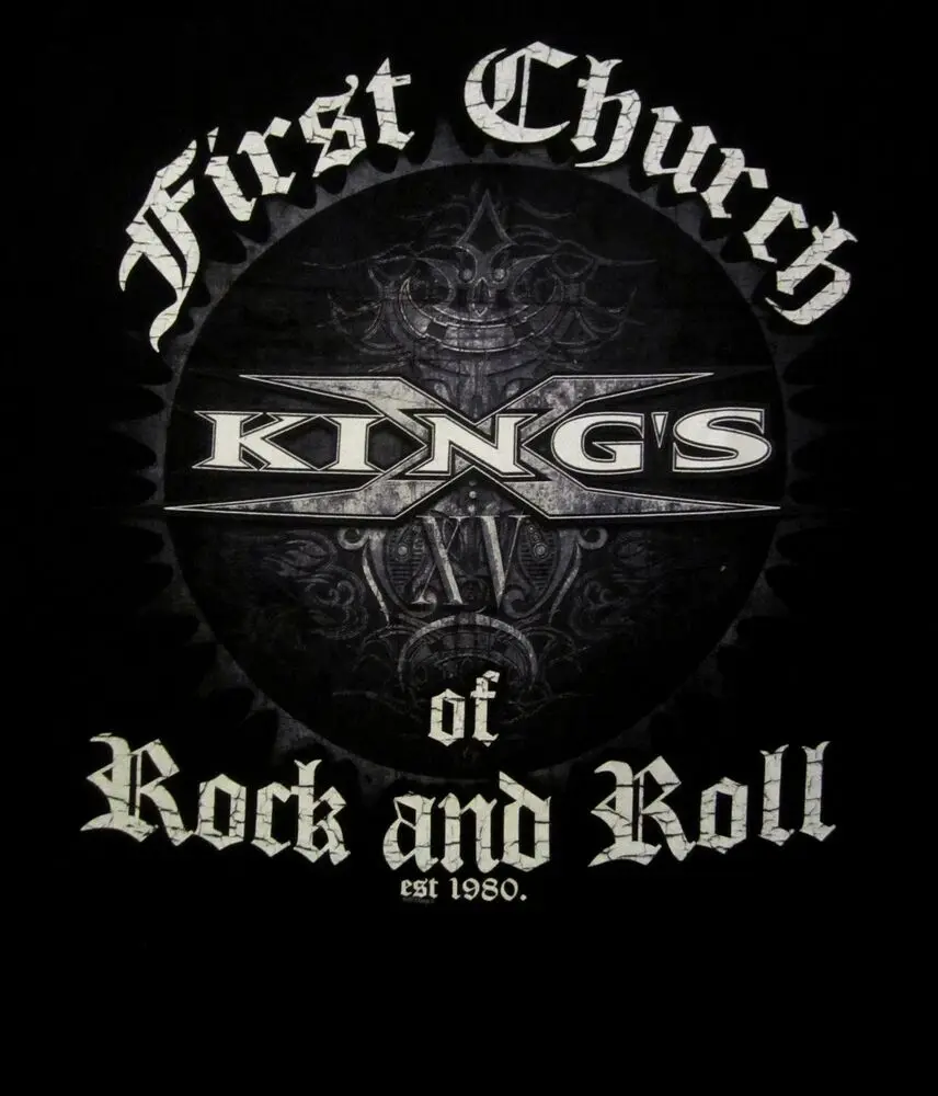 KINGS X cd lgo FIRST CHURCH OF ROCK AND ROLL Official SHIRT MED New est. 1980