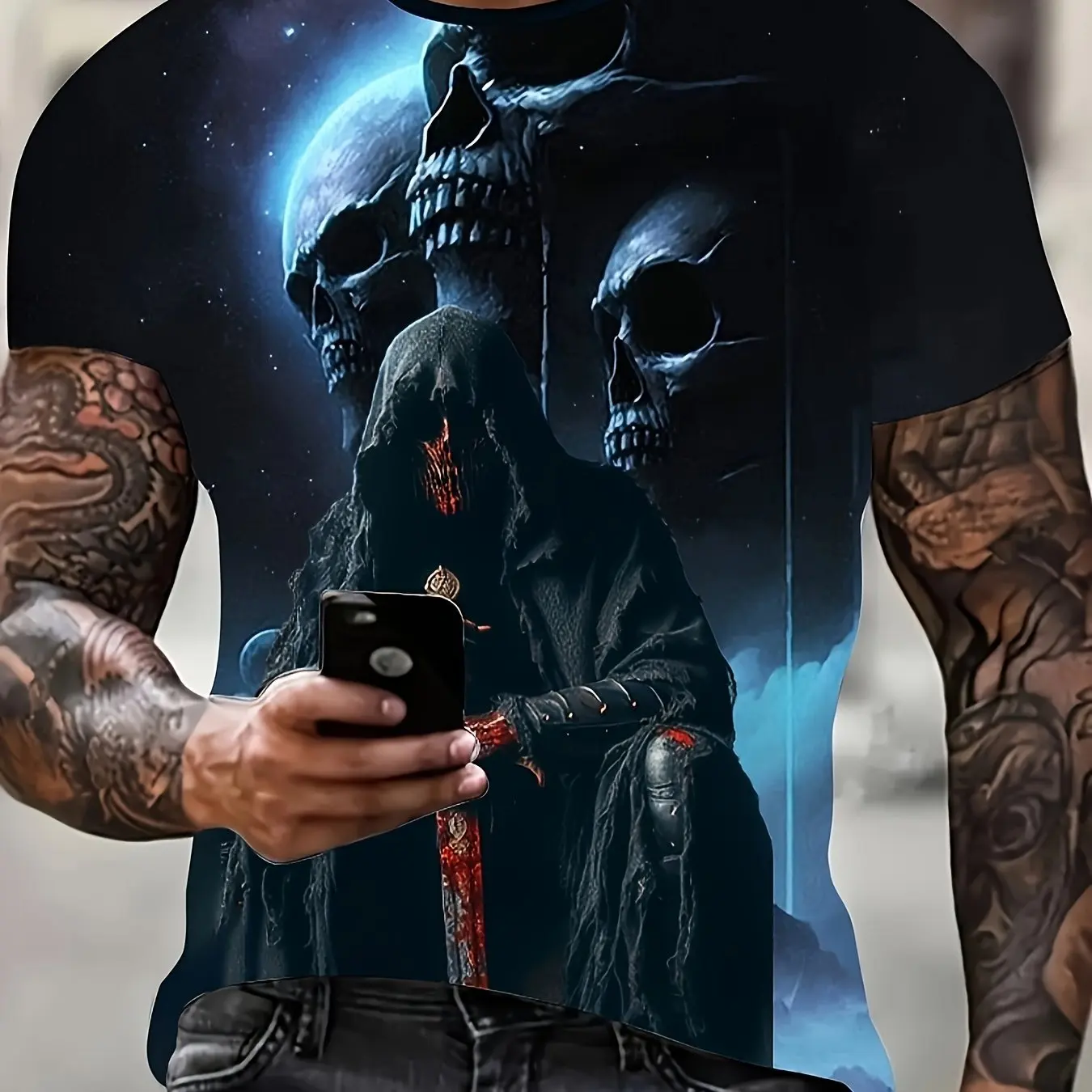 Summer fashion men\'s fun printed pattern T-shirt, loose and breathable, suitable for outdoor streets