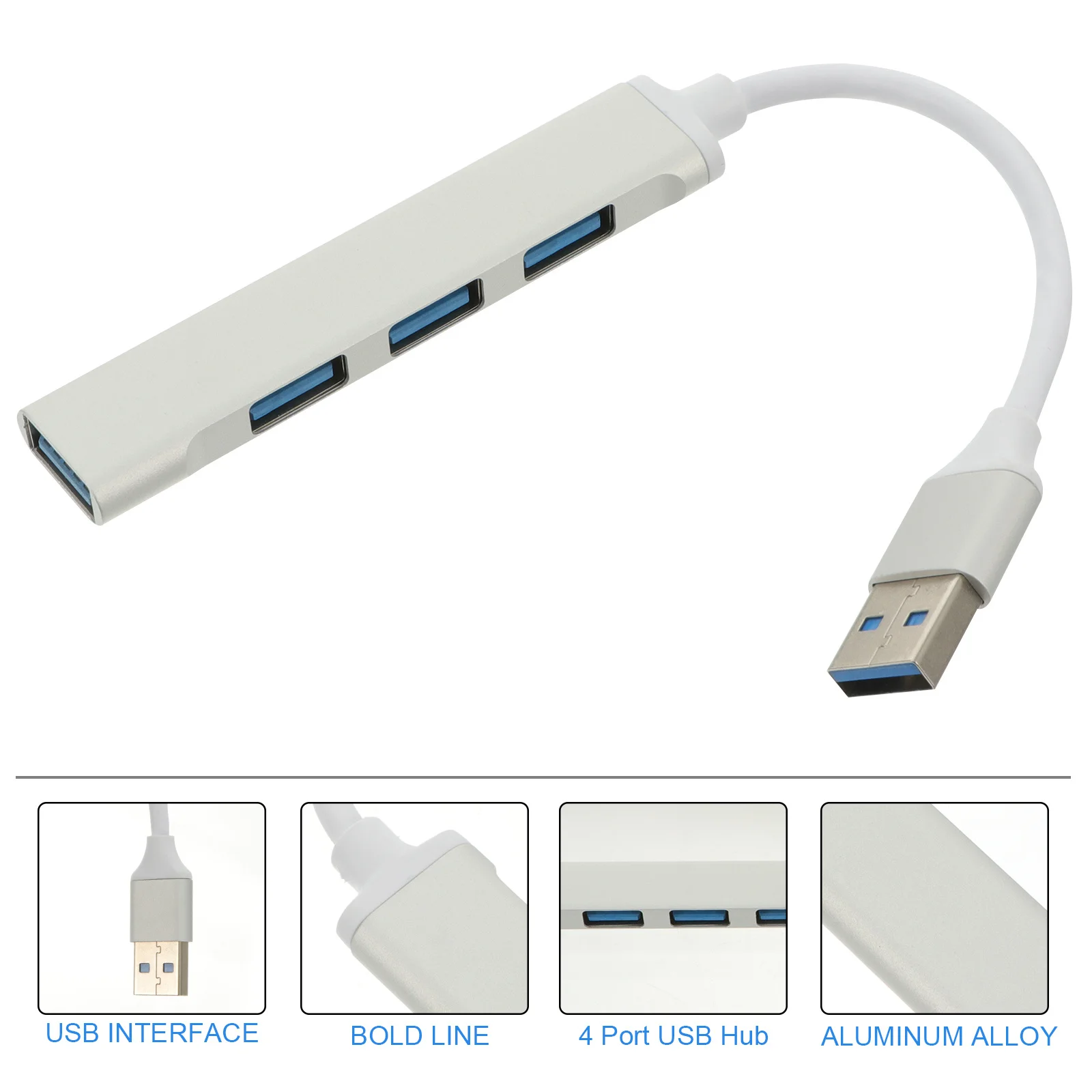 1 peça usb3.0 hub de liga de alumínio divisor de expansão multiportas portátil laptop escritório hub de dados divisor de extensão usb