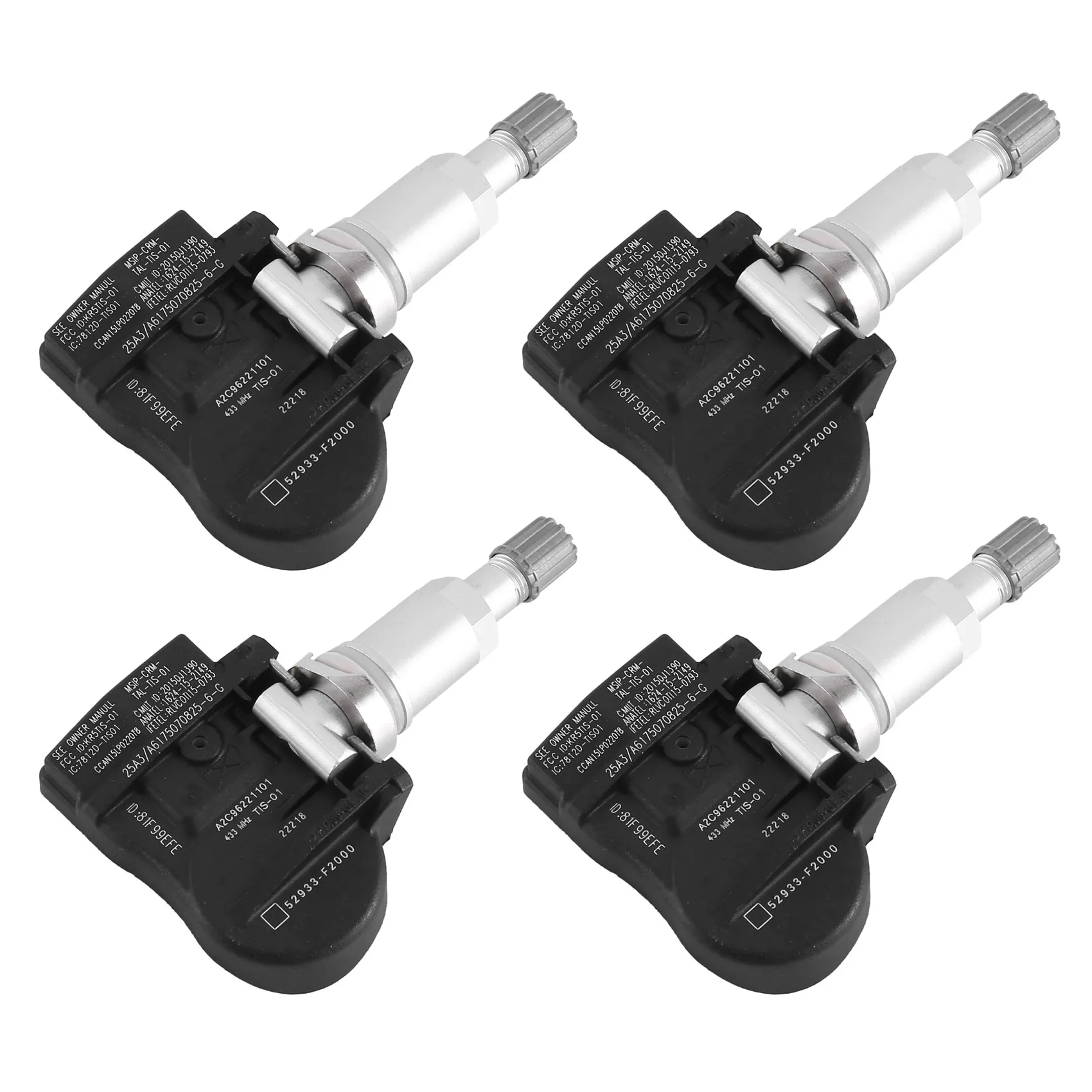 Set of 4 Tire Pressure Sensor TPMS 52933-F2000 for Hyundai Elantra Kona 52933F2000