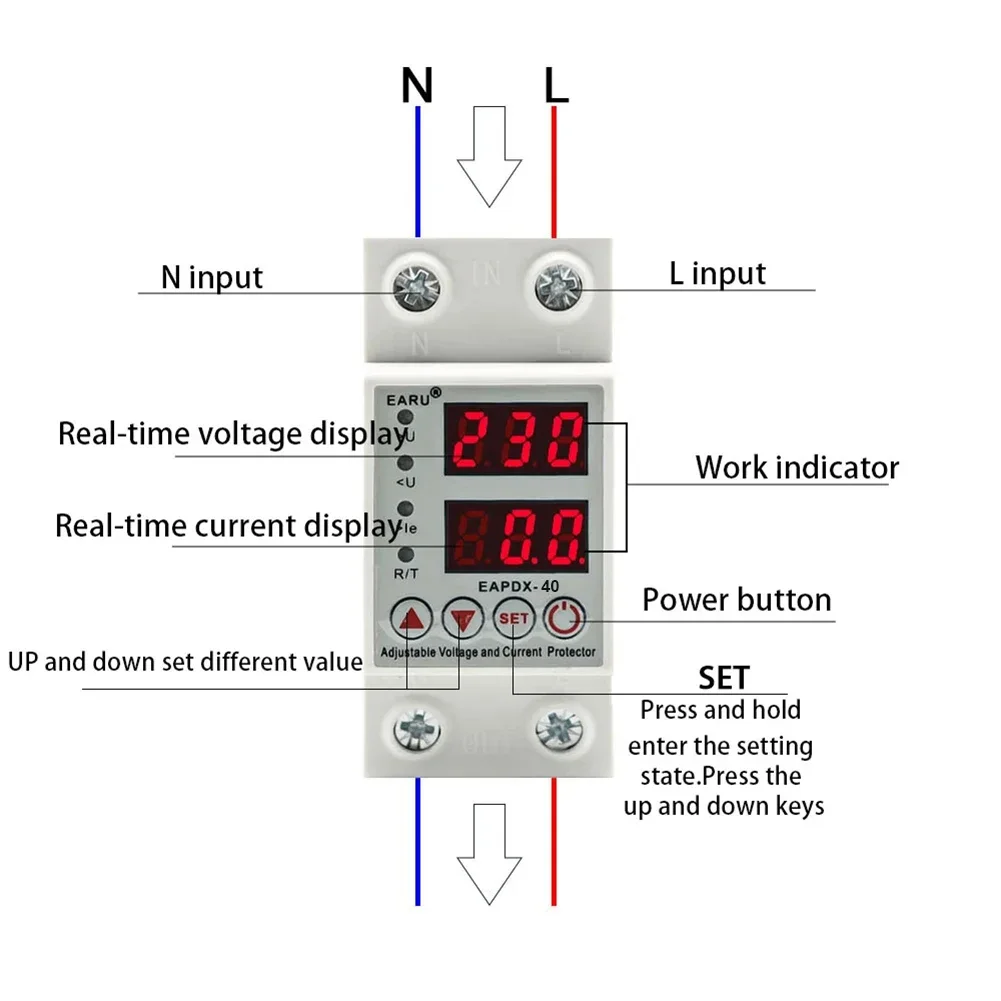 40A 63A 230V RGB Zabezpieczenie przed zbyt niskim napięciem Urządzenie przekaźnikowe Wyłącznik szyny Din Przekaźnik zabezpieczający przed prądem