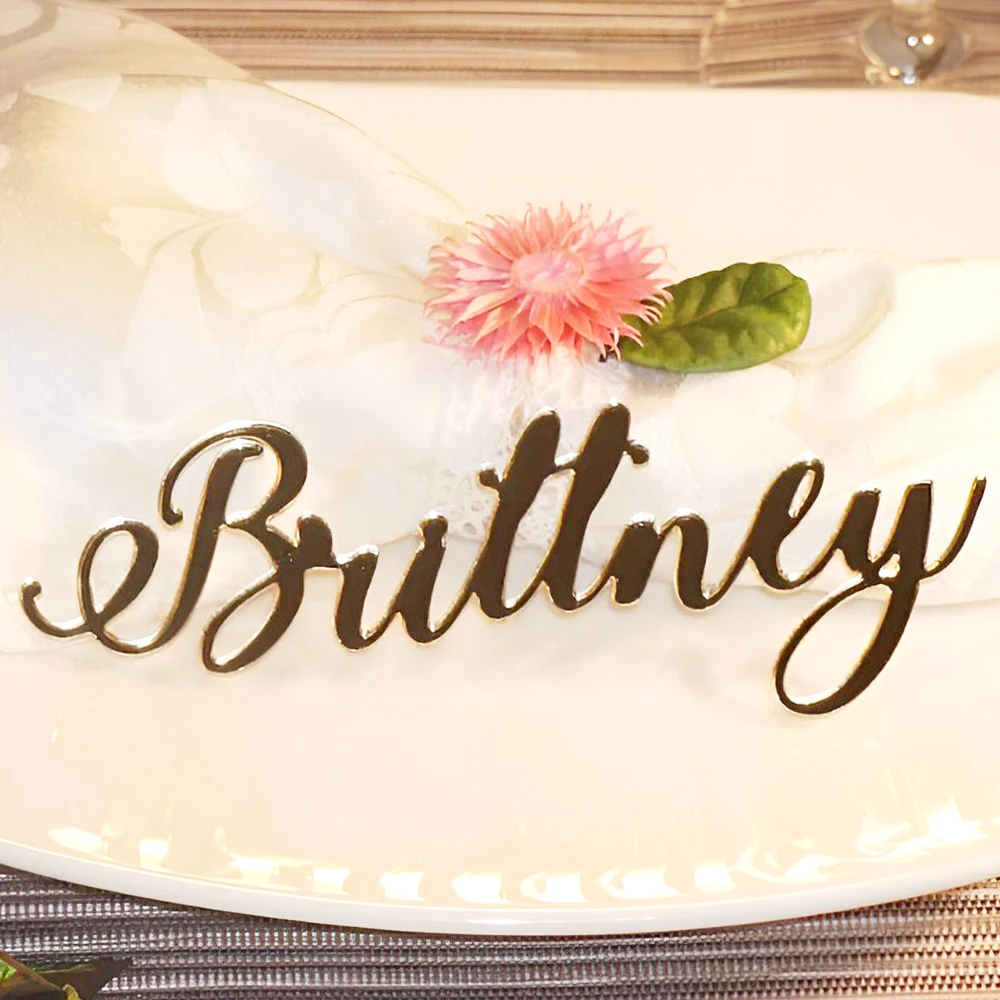 Wedding Place Cards - Acrylic Name Cards, Customized Wooden Guest Name Place Cards, Personalized Wedding Table Decorations