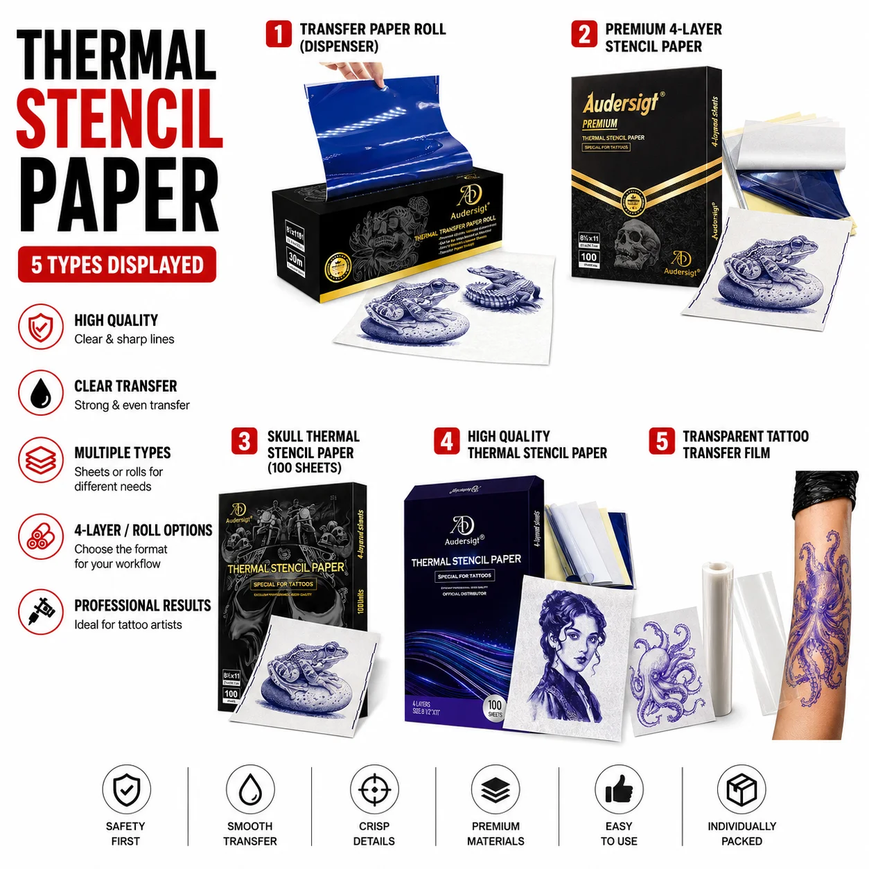 Tattoo Transfer Paper Thermal Stencil Paper Roll Sheets 4 Layer Carbon Copier Paper for Tattoo Printer Machine Supplies
