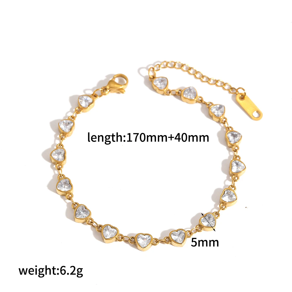 Zierliches Armband aus Edelstahl mit glänzendem Zirkon, 18K vergoldet, wasserdichter Schmuck, Geschenk für Frauen – Detail 22